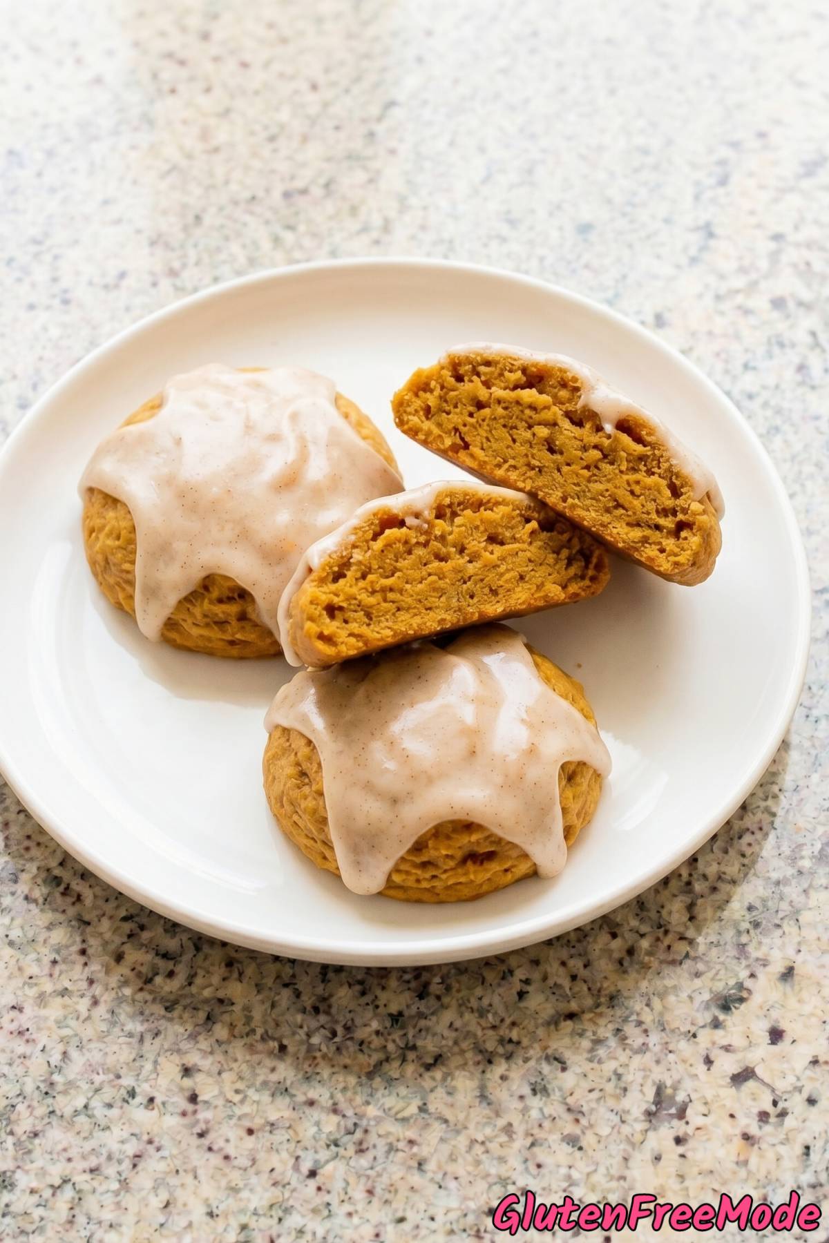 Wholesome gluten free iced pumpkin cookies