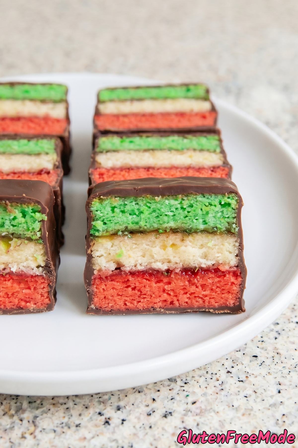 Decadent gluten free Italian rainbow cookies