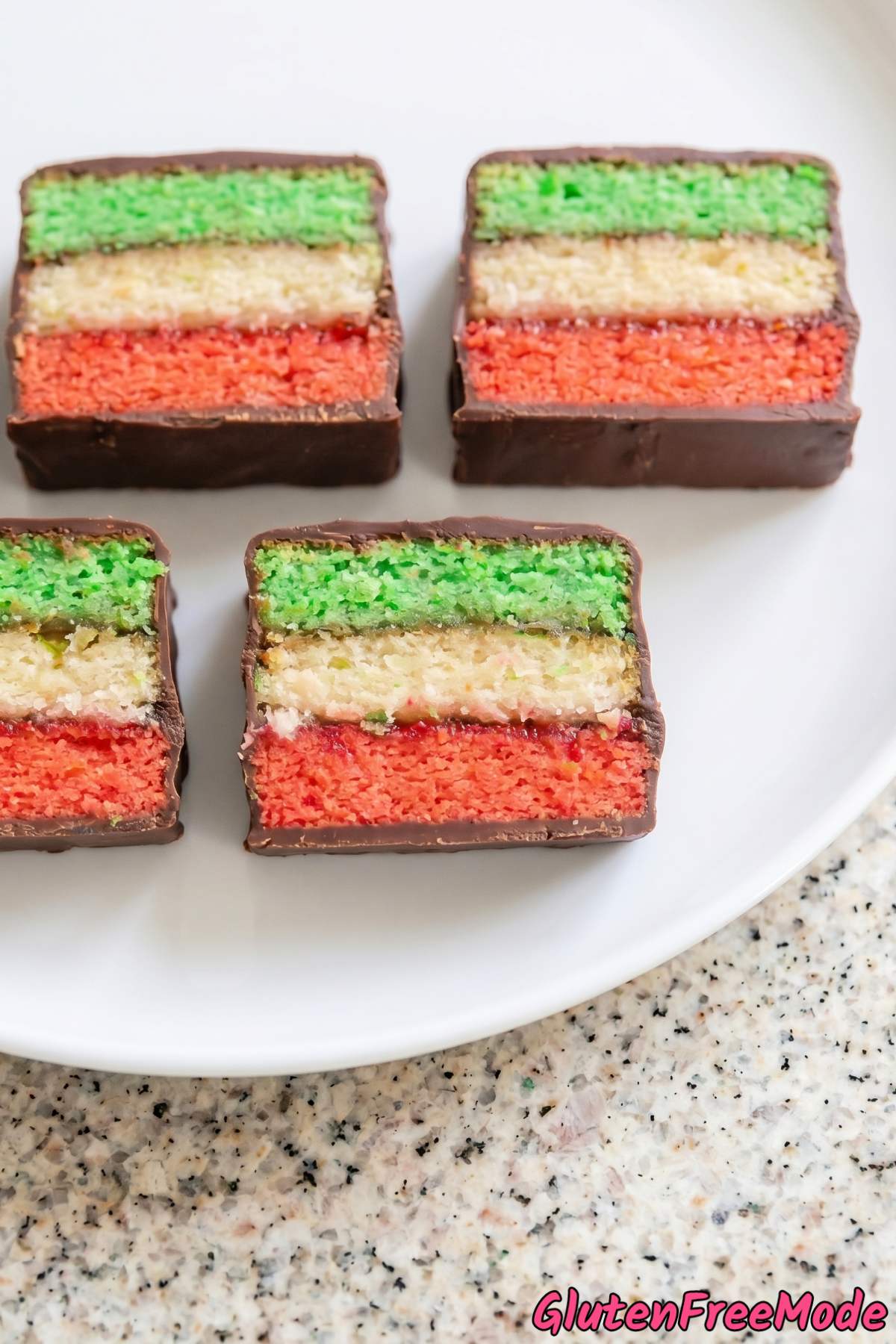 Festive gluten free Italian rainbow cookies