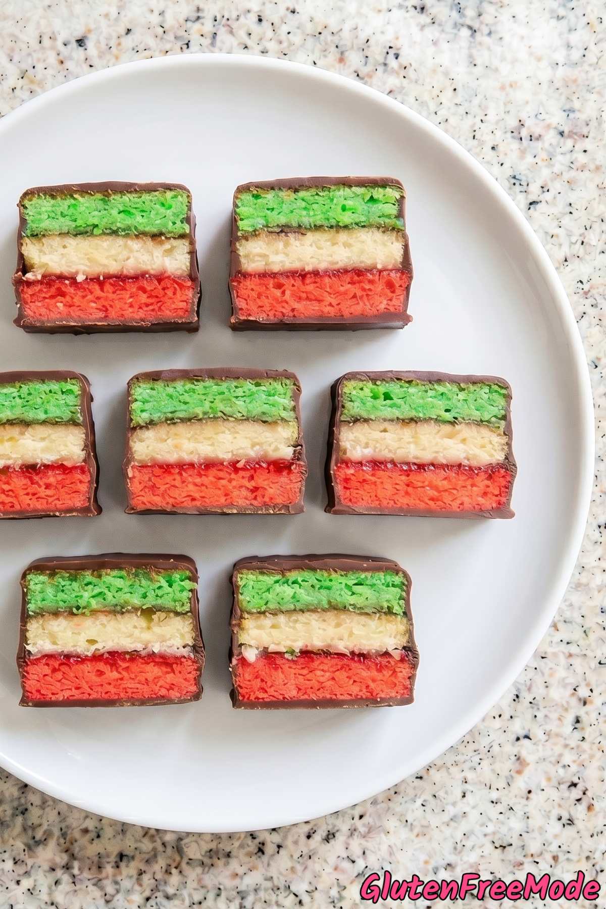 Vibrant gluten free Italian rainbow cookies