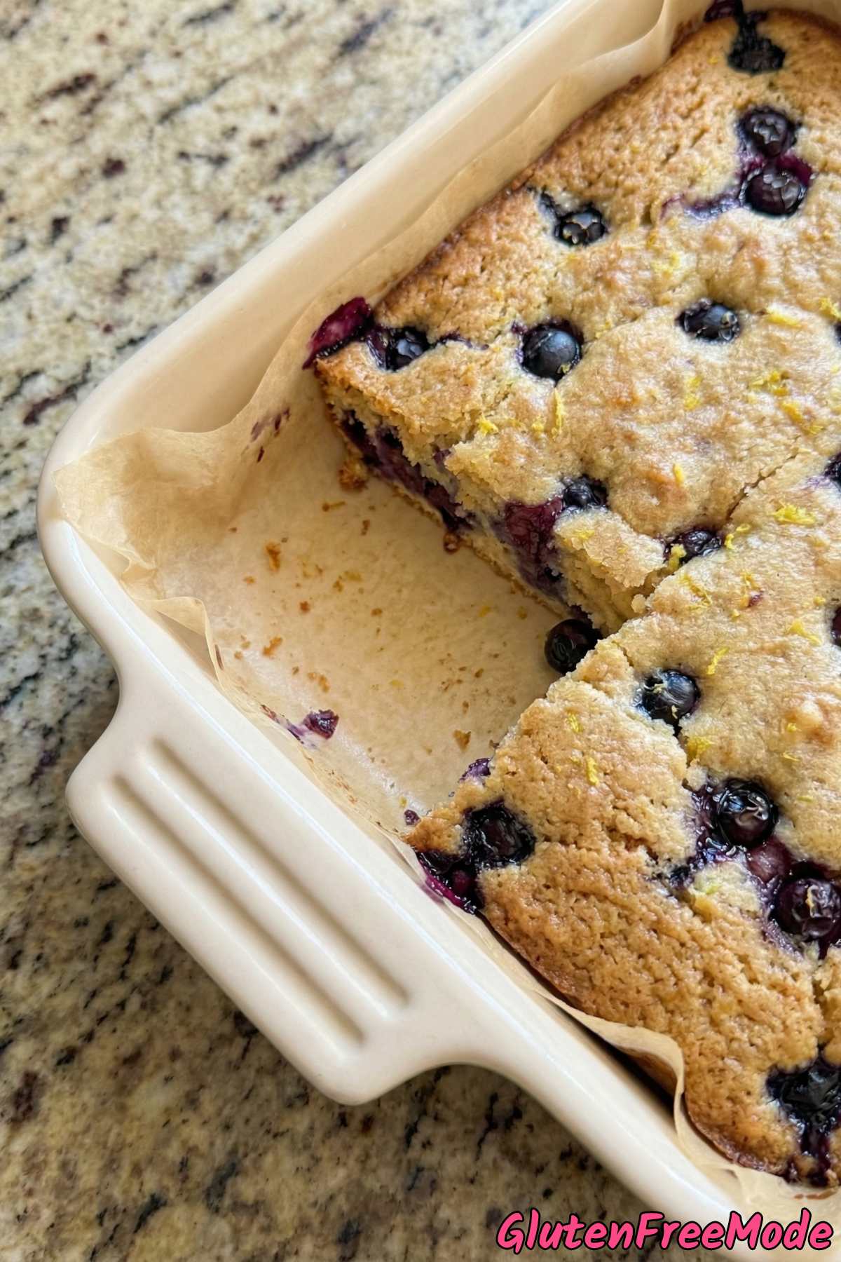 Soft gluten free lemon blueberry blondies