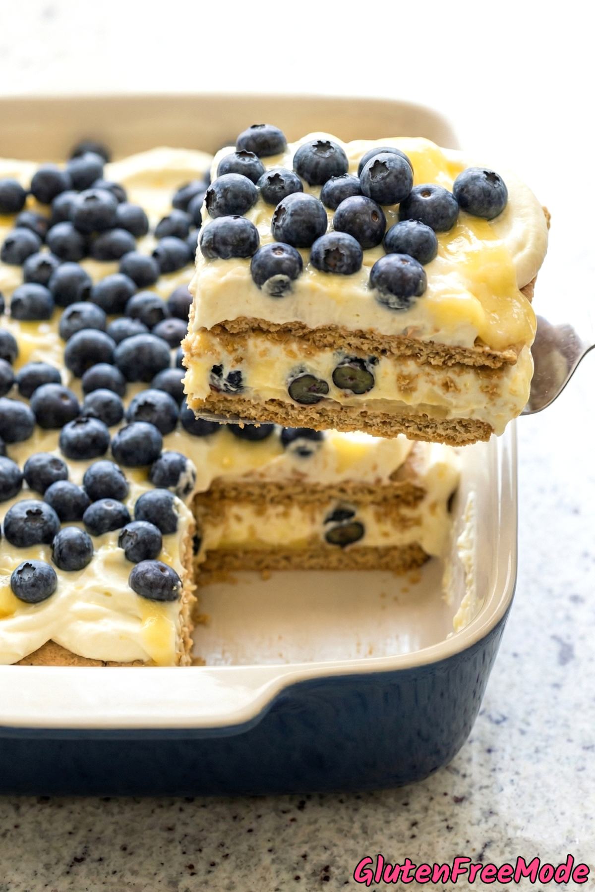 Easy gluten free lemon blueberry icebox cake