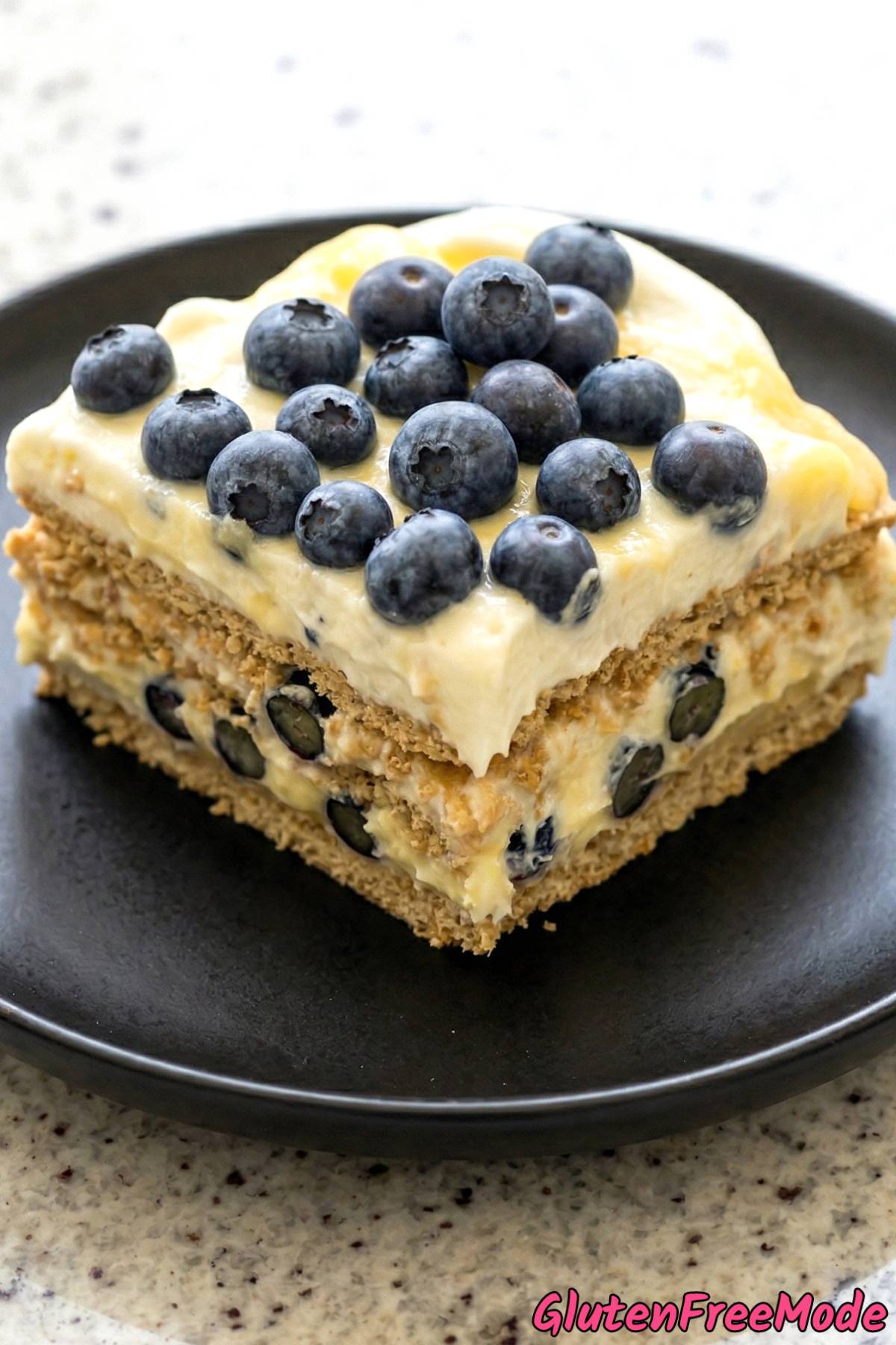 Refreshing gluten free lemon blueberry icebox cake