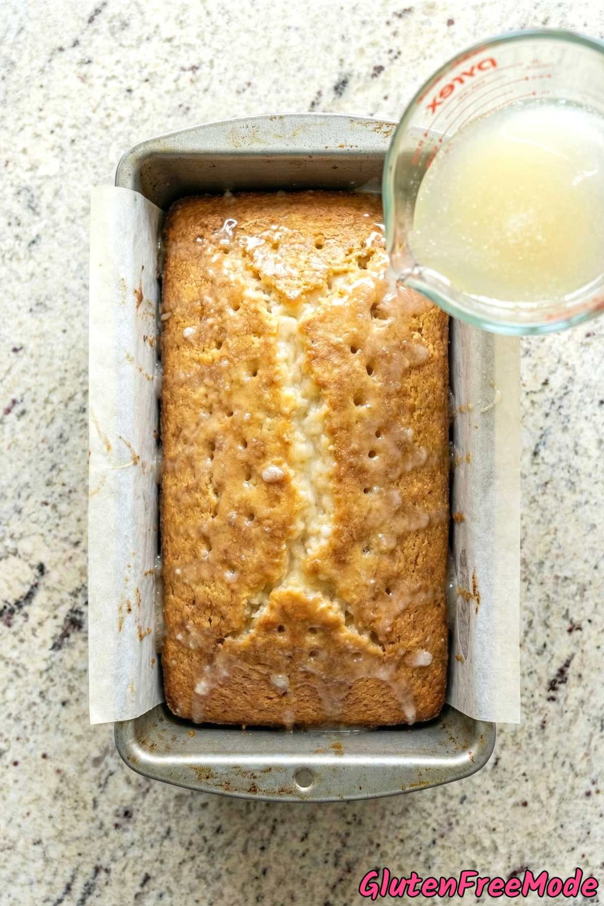 Tender gluten free lemon drizzle cake