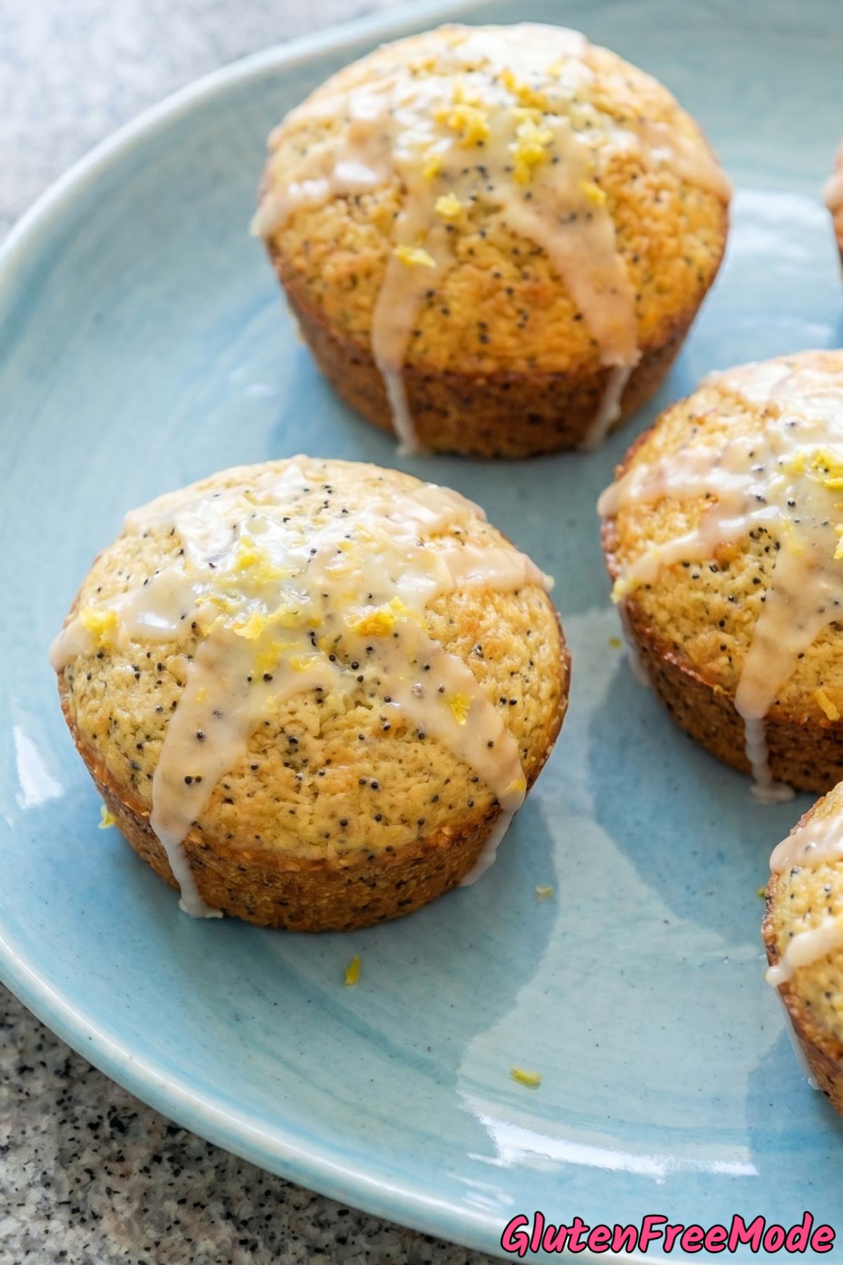 Golden gluten free lemon poppy seed muffins