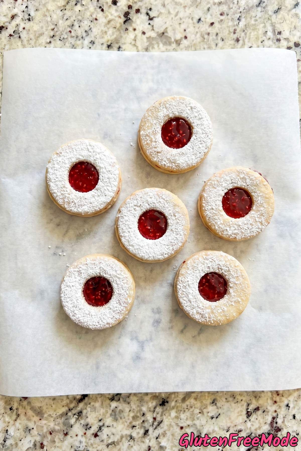 Lovely gluten free linzer cookies on a tray