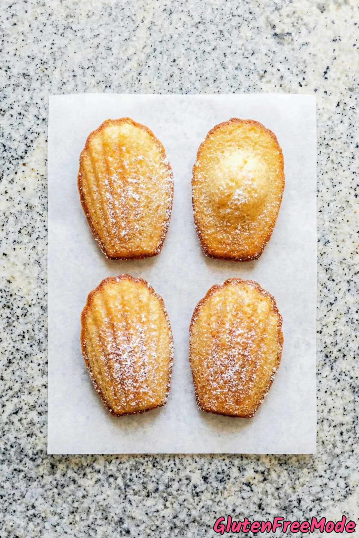 Soft gluten free madeleines with golden edges