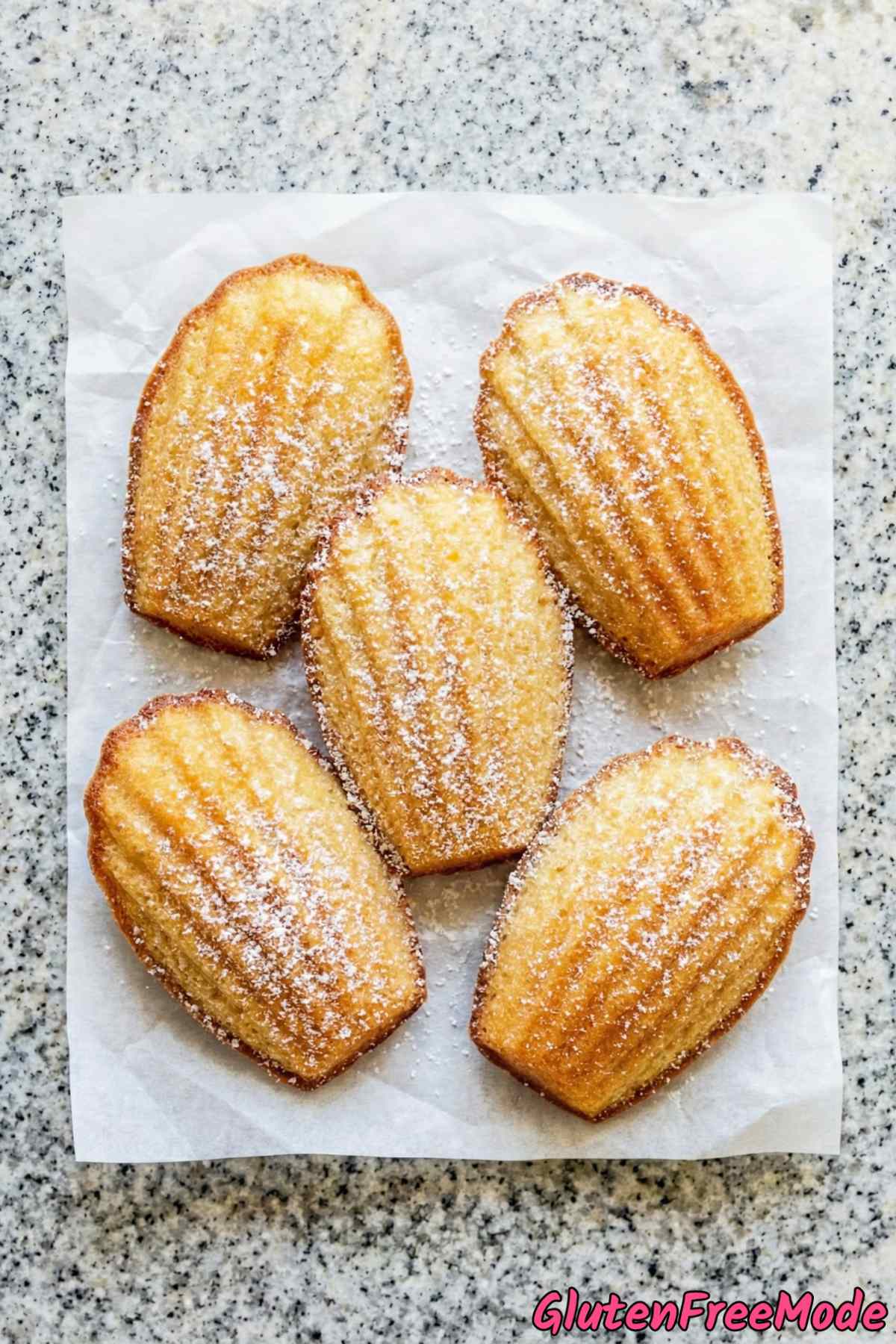 Warm gluten free madeleines fresh from oven