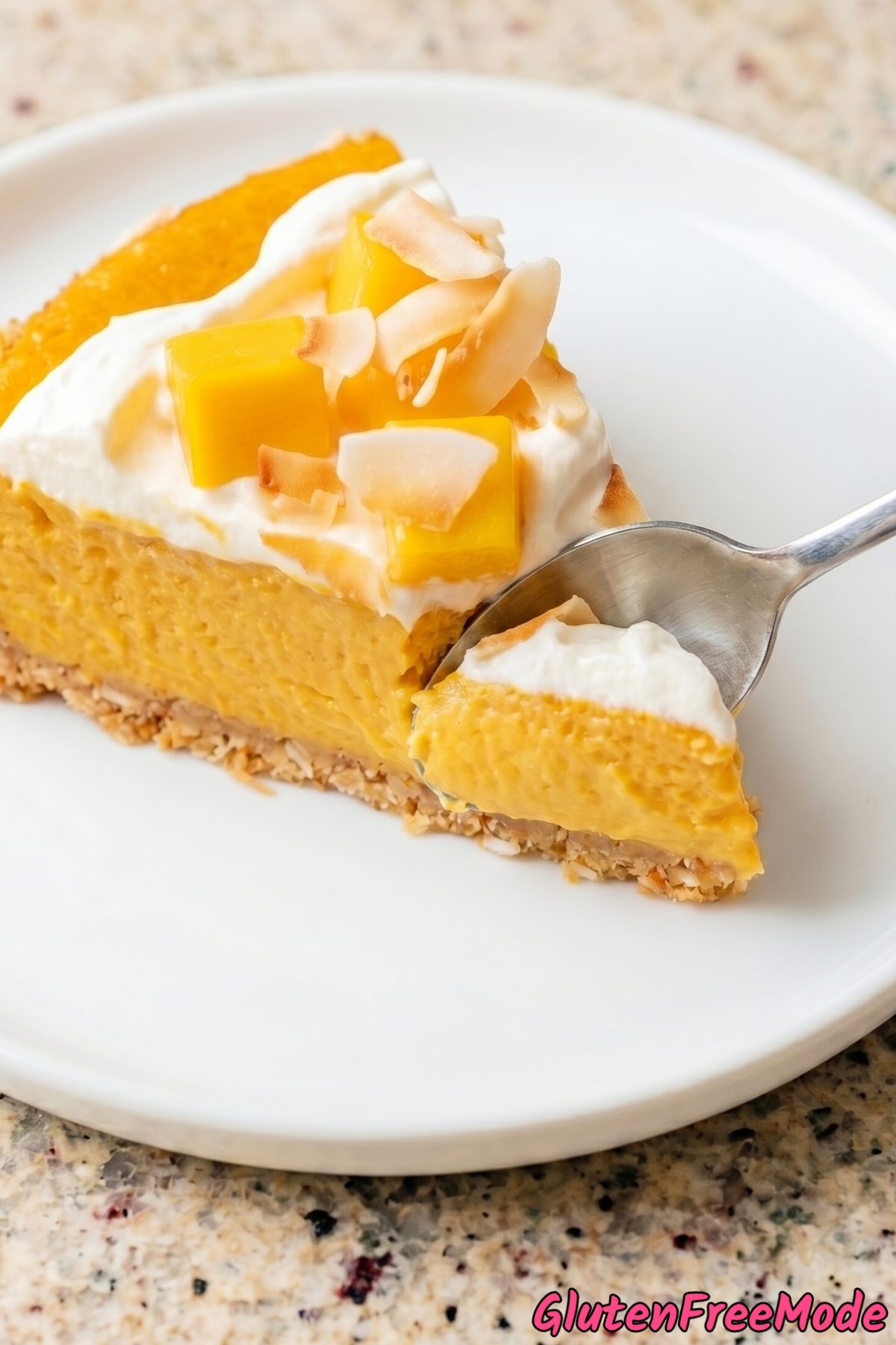 Decadent gluten free mango coconut cheesecake