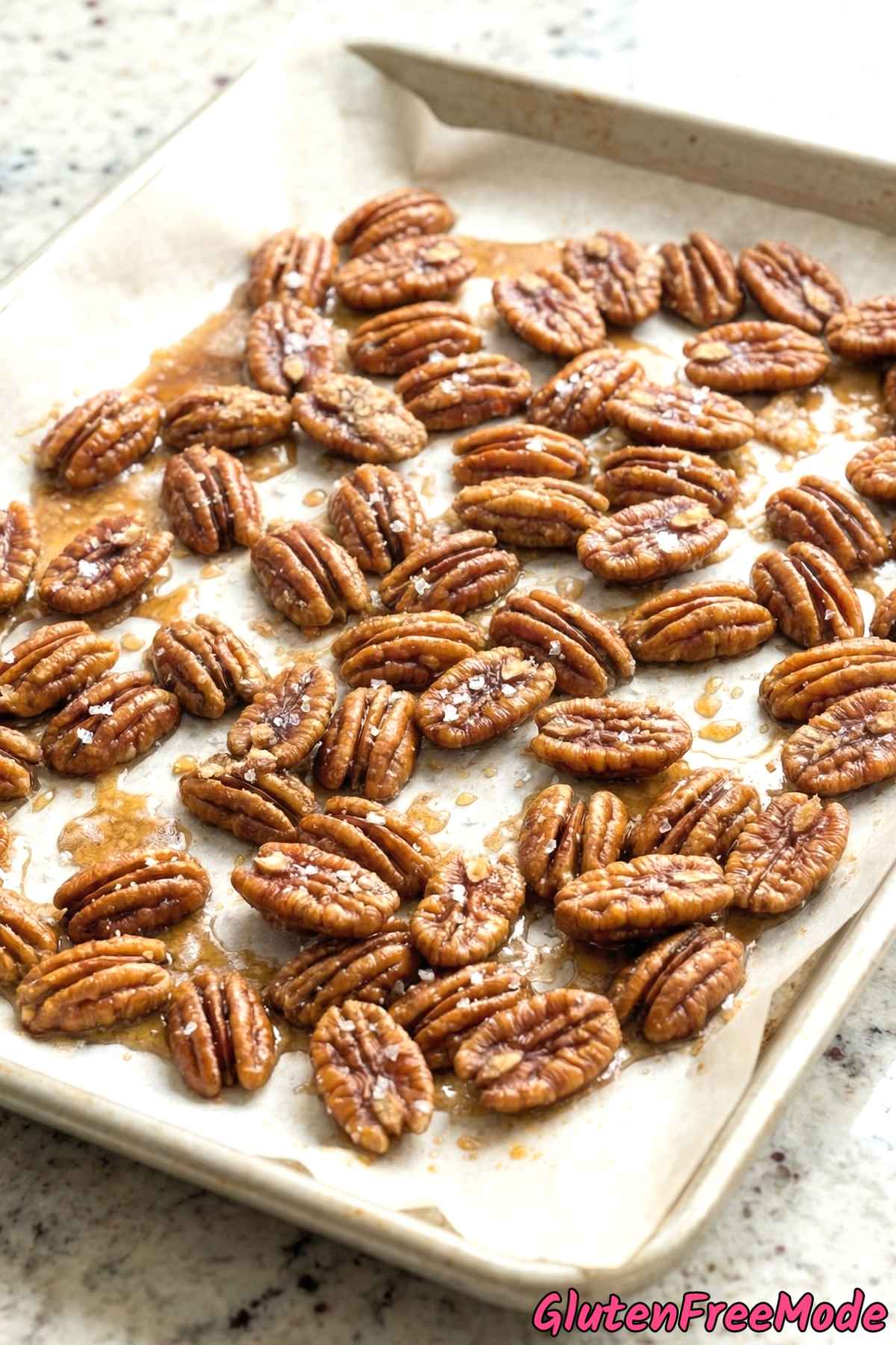 Caramelized gluten free maple candied pecans