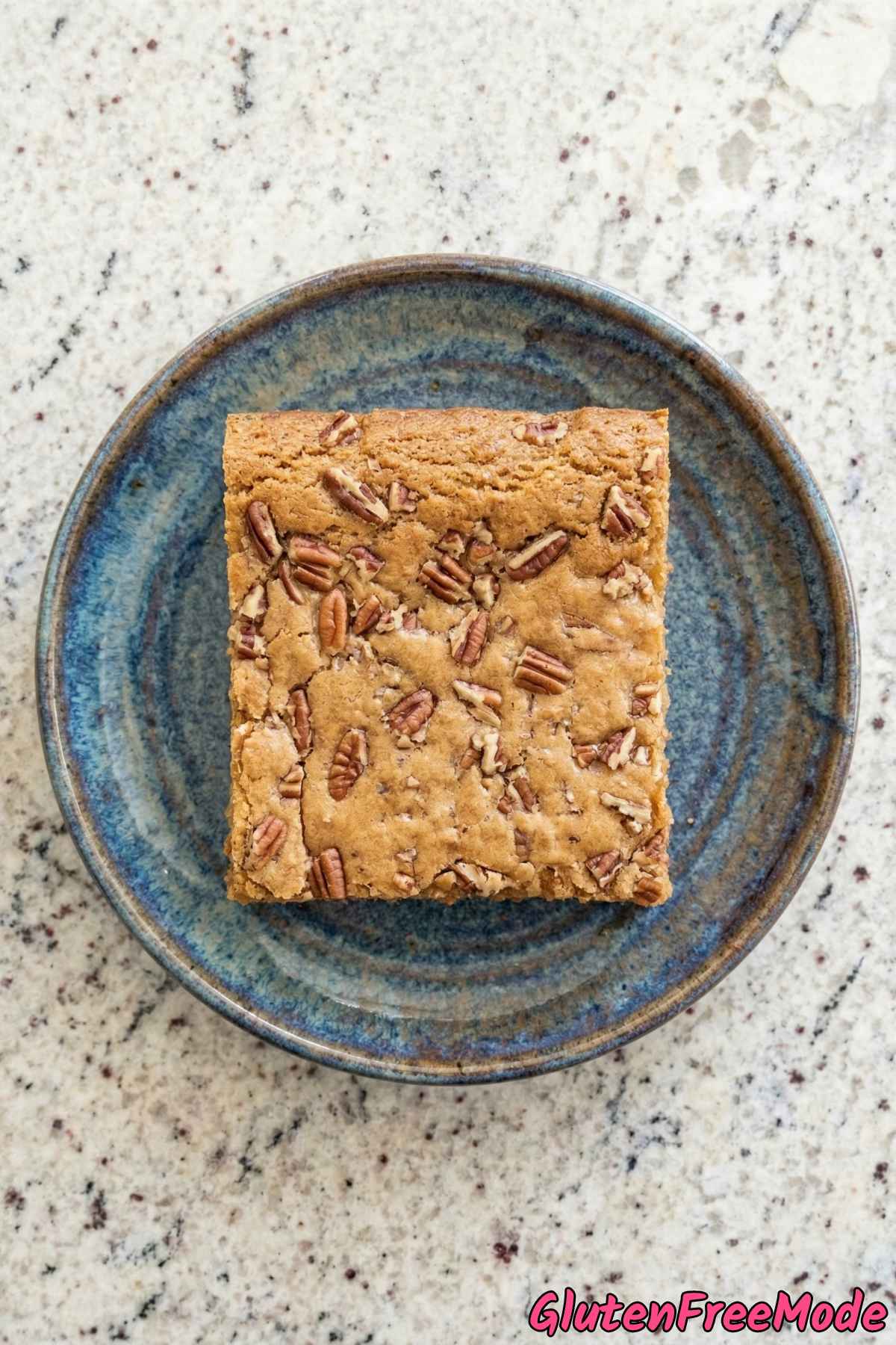 Tender gluten free maple pecan blondies
