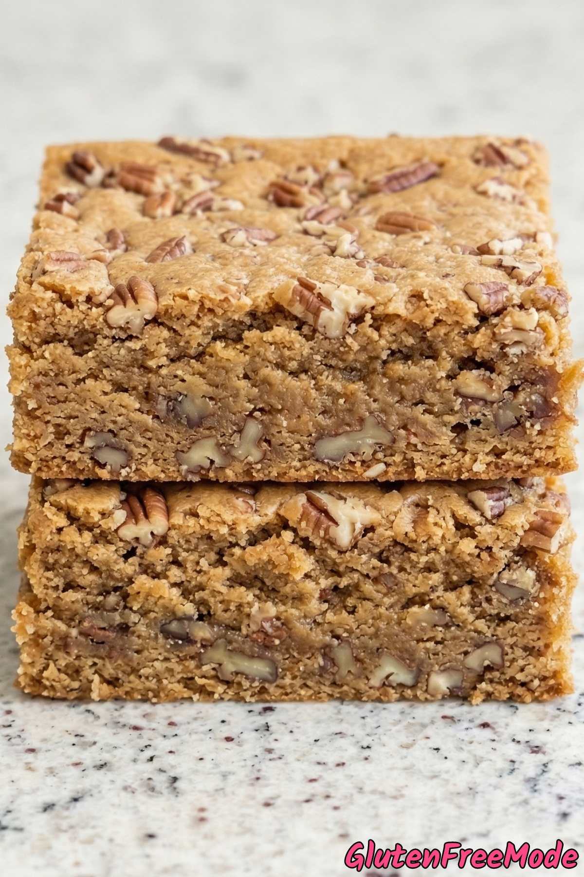 Warm gluten free maple pecan blondies