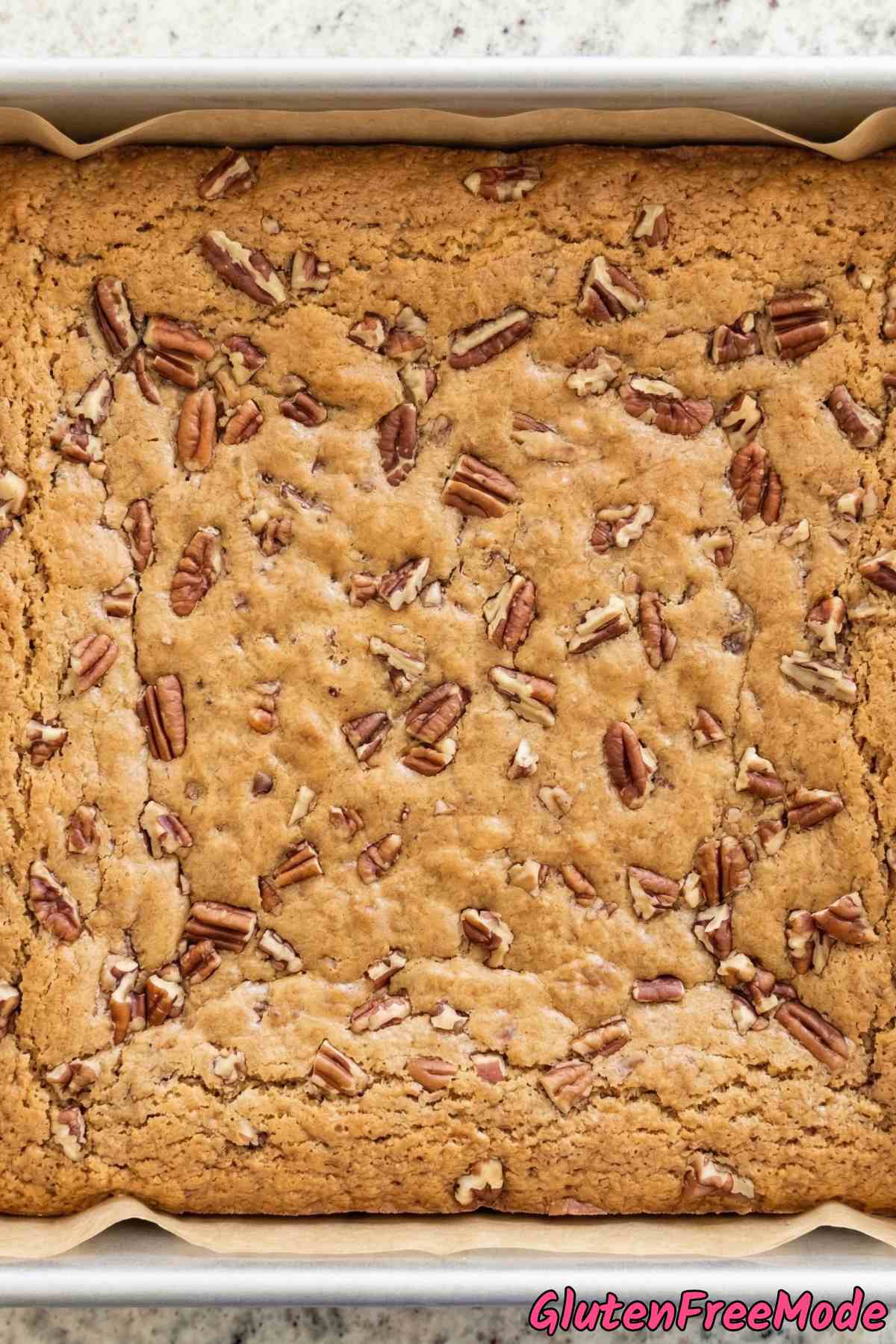 Rich gluten free maple pecan blondies