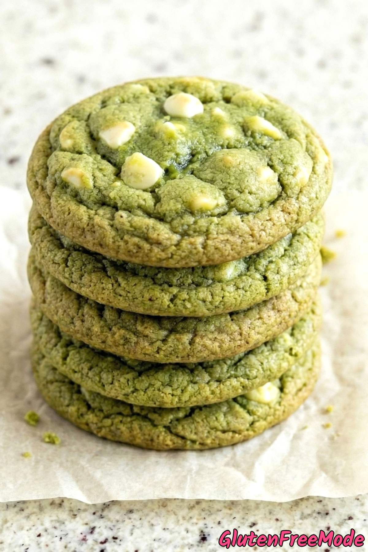 Fresh matcha white chocolate gluten free cookies