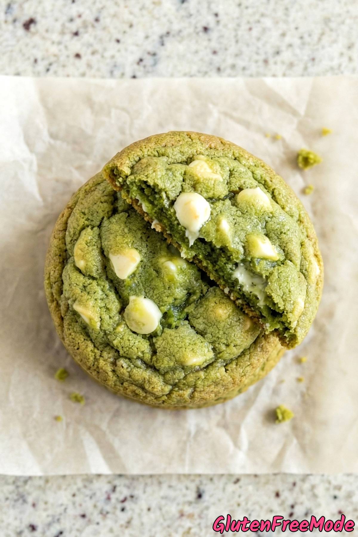 Wholesome gluten free matcha white chocolate cookies