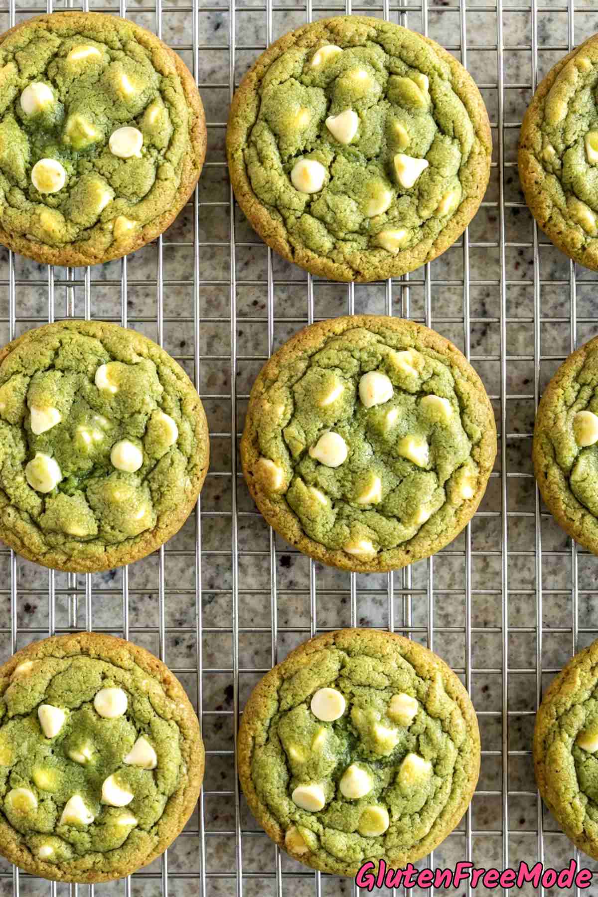 Vibrant matcha white chocolate gluten free cookies