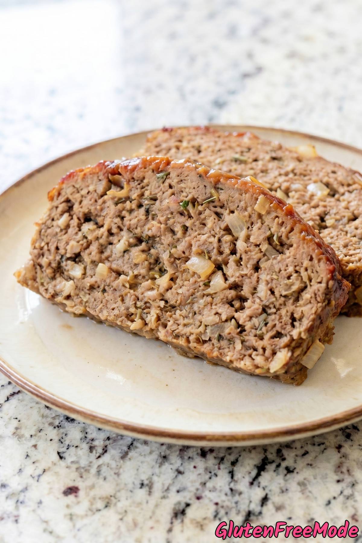 Savory gluten free meatloaf ready to serve