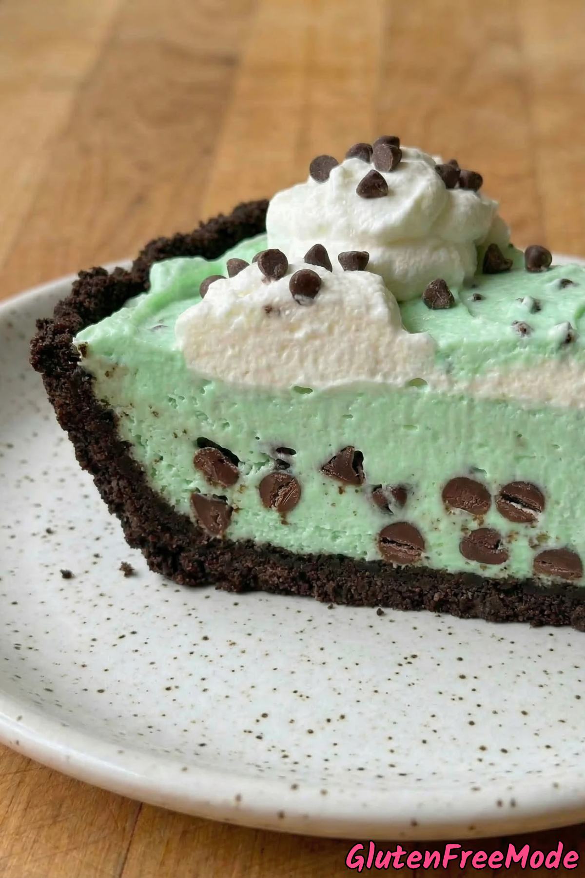 Luscious gluten free mint chocolate chip pie