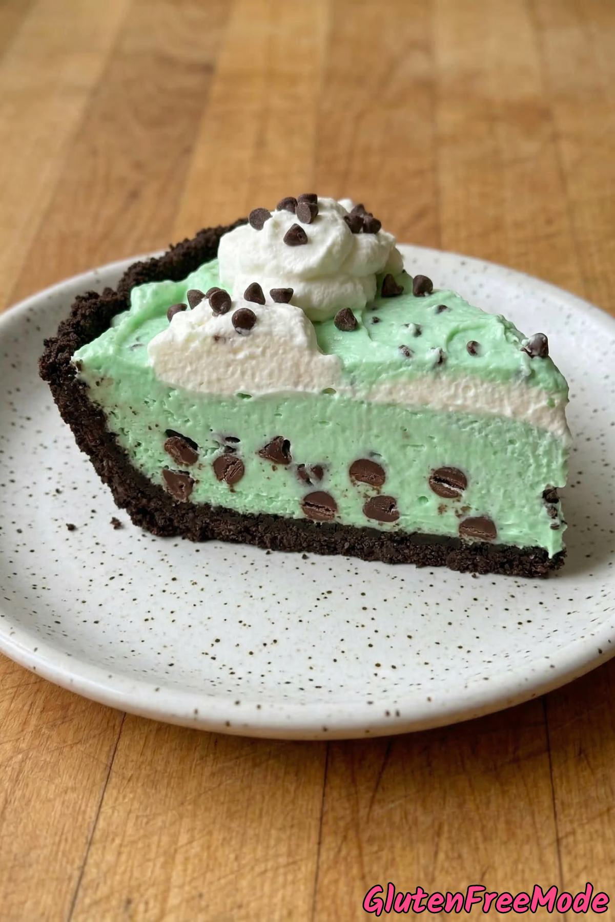 Cool gluten free mint chocolate chip pie