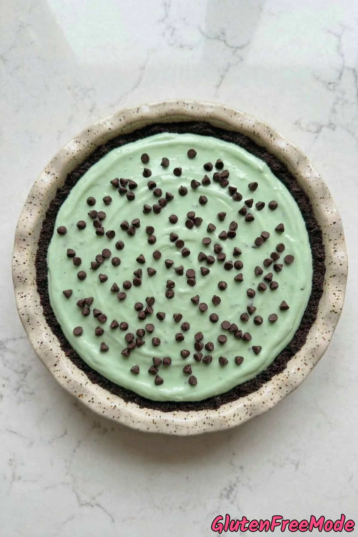 Gluten Free Mint Chocolate Chip Pie Step 6