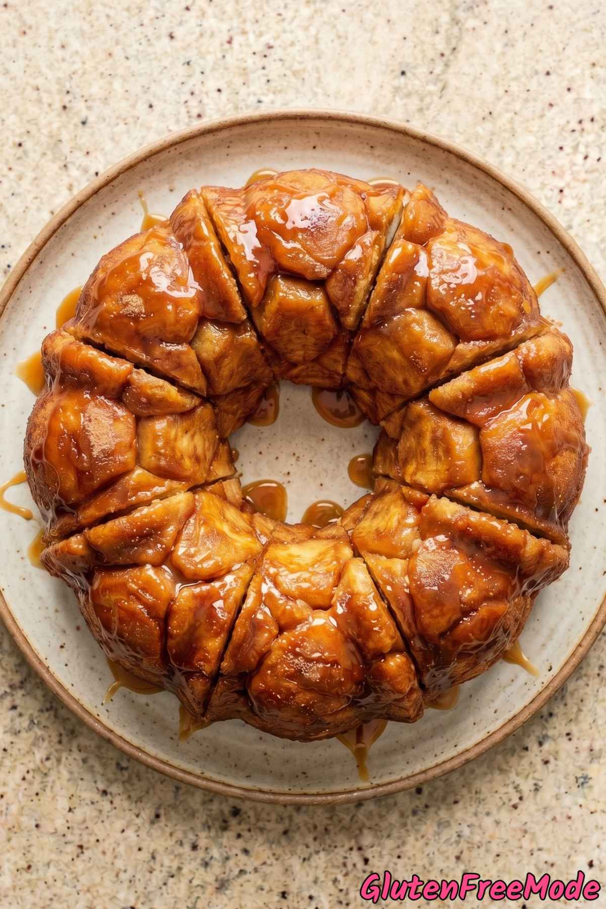 Golden gluten free monkey bread close-up