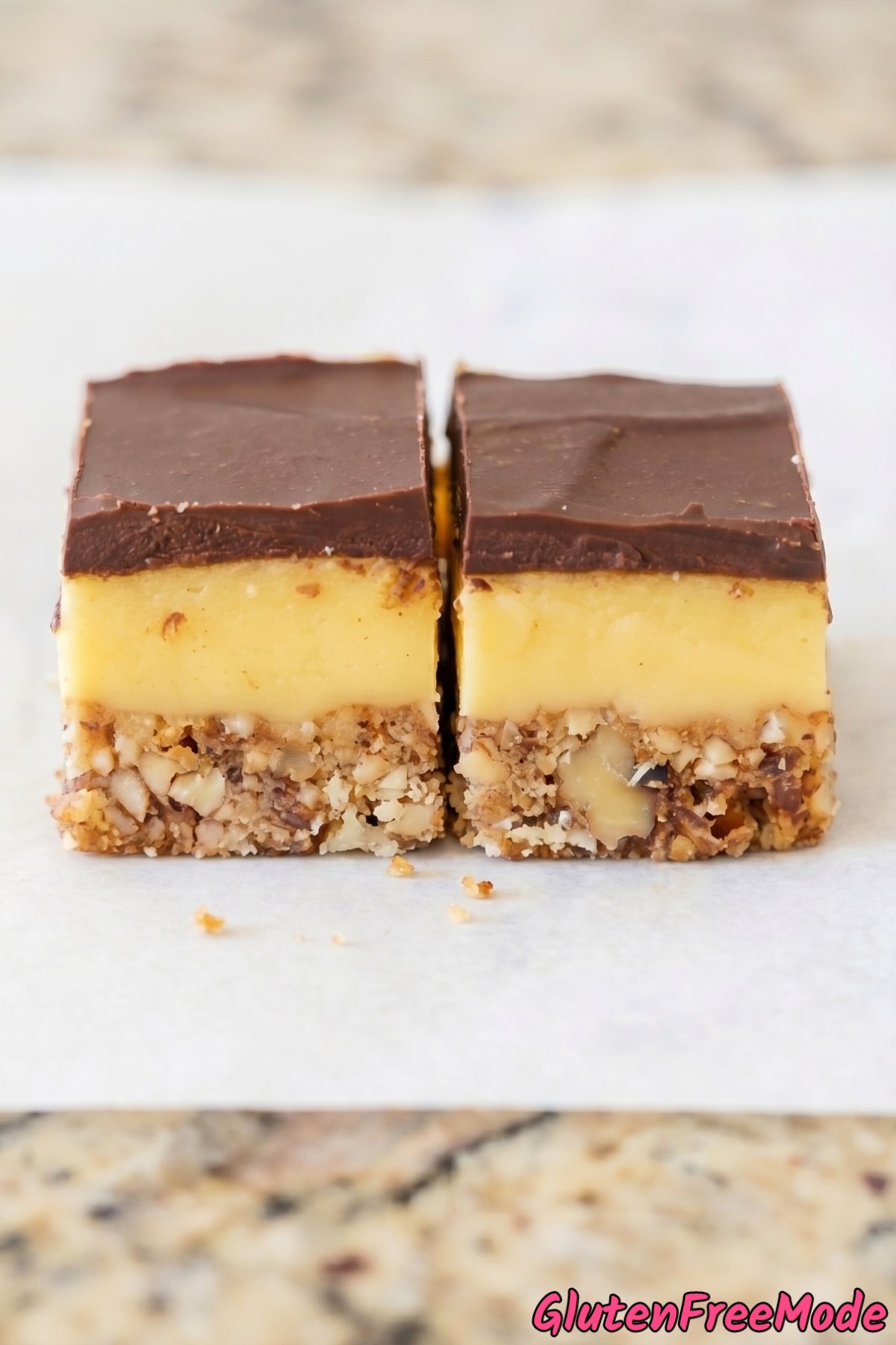 Indulgent gluten free Nanaimo bars
