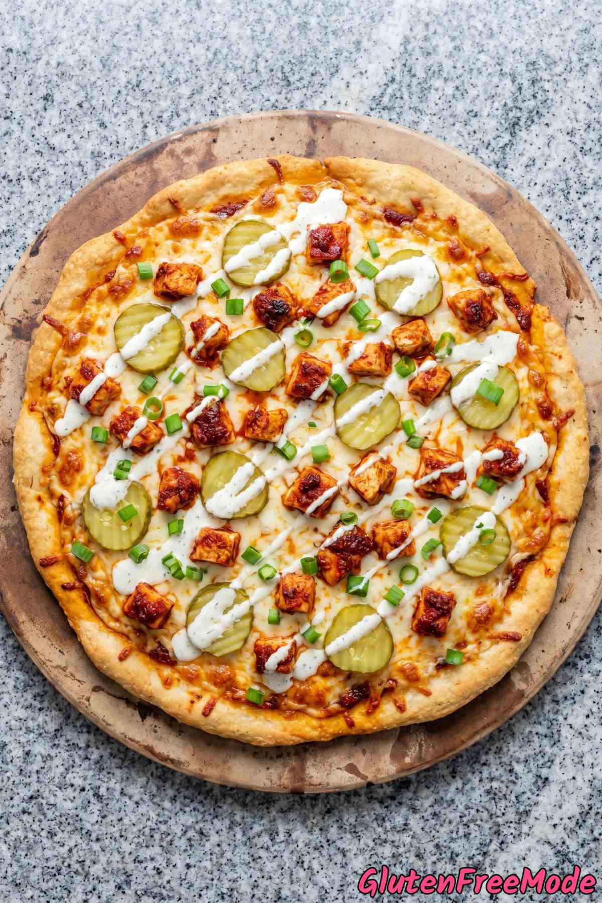 Bold gluten free Nashville hot chicken pizza