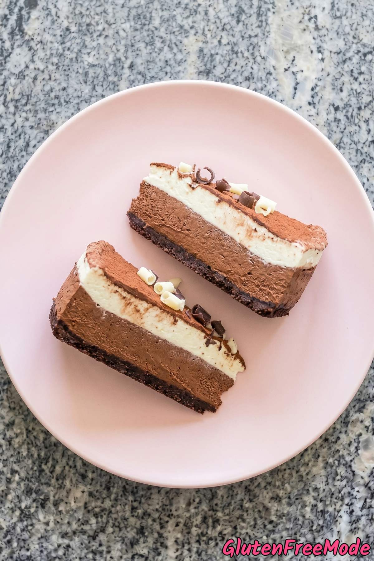 Velvety no bake chocolate mousse cake slice