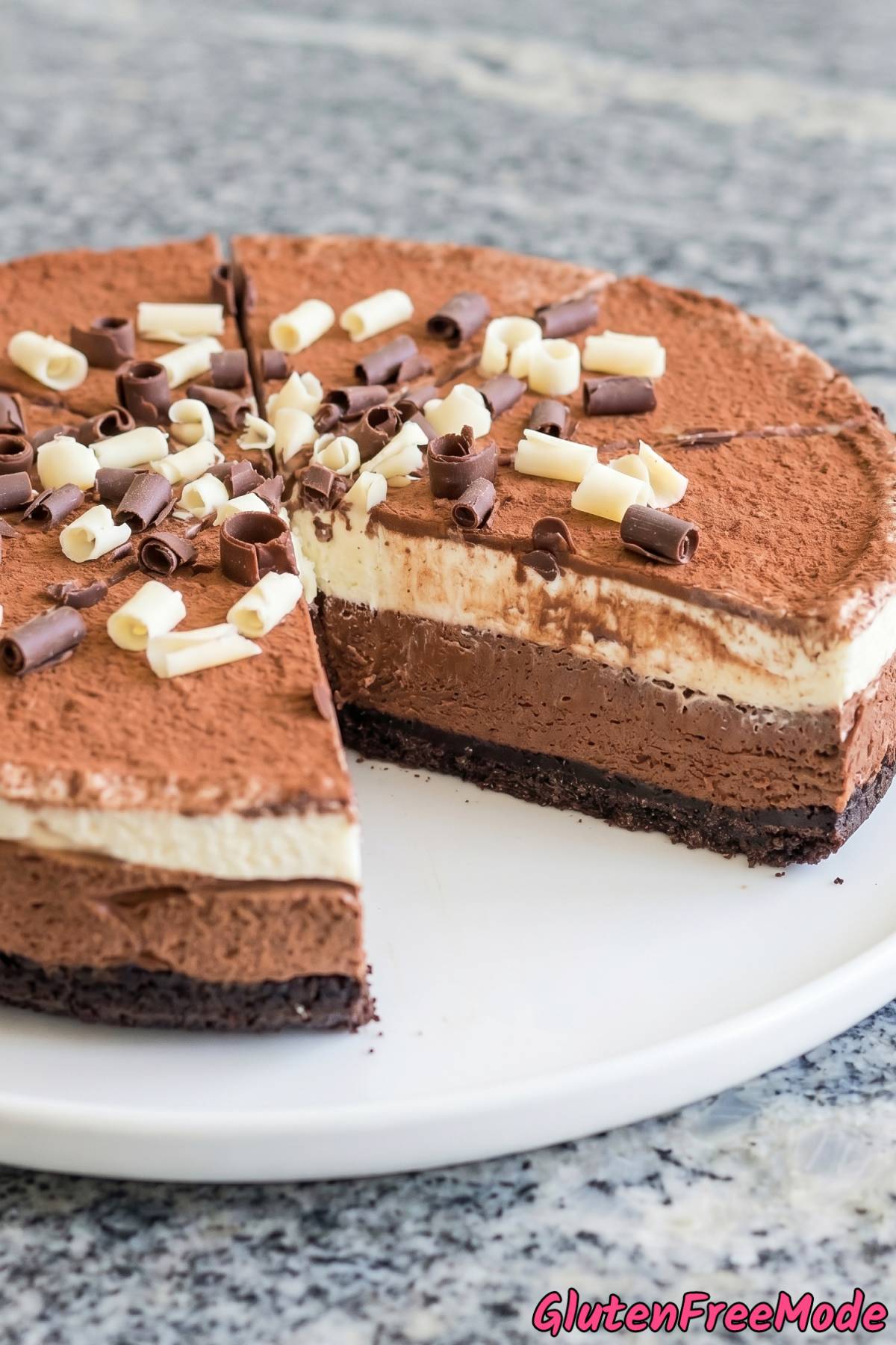 Decadent no bake chocolate mousse cake slice