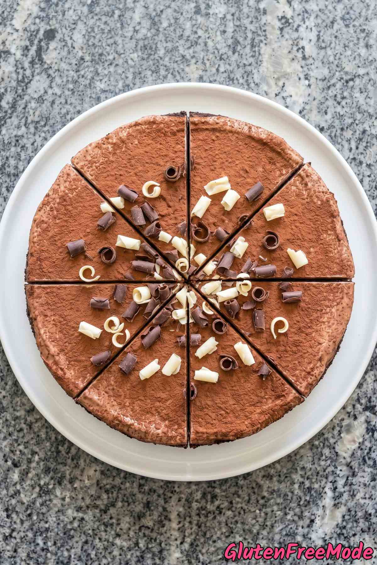 Smooth no bake chocolate mousse cake serving