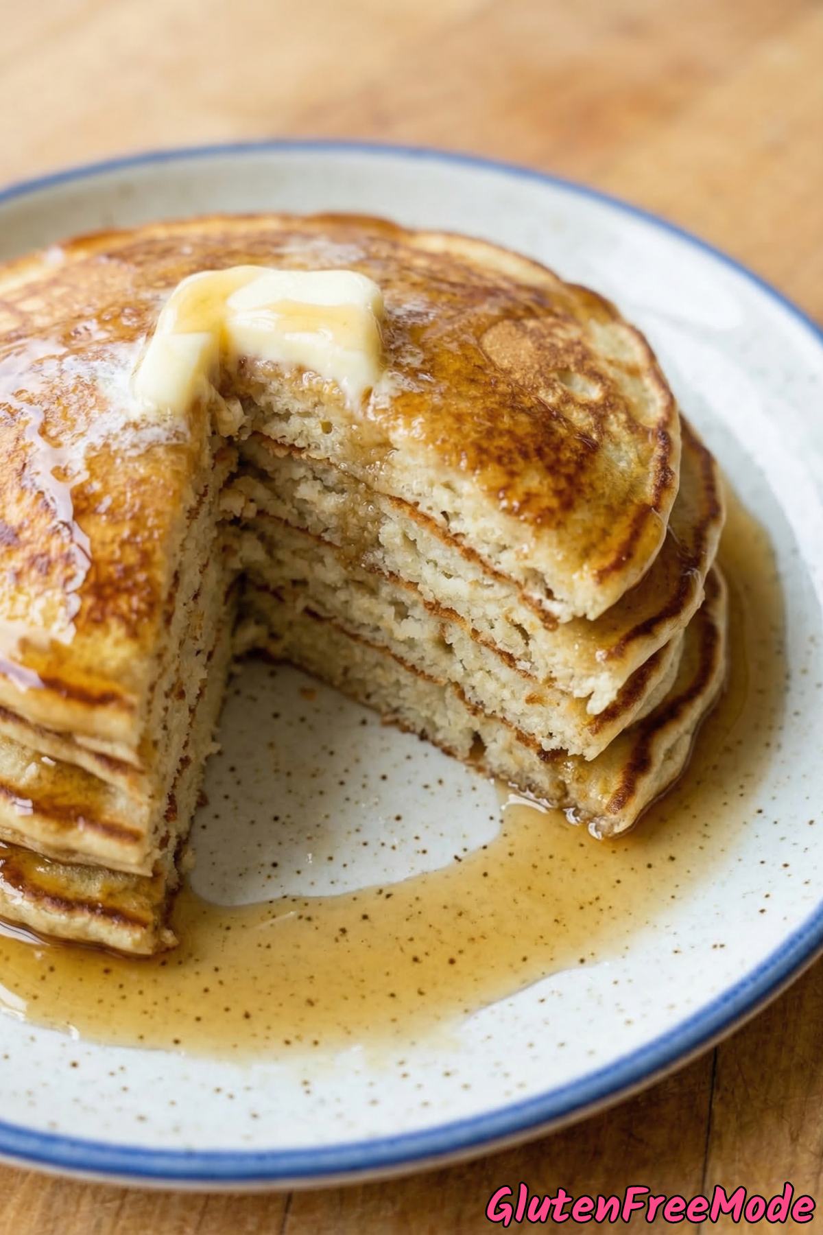 Homemade gluten free pancakes with syrup
