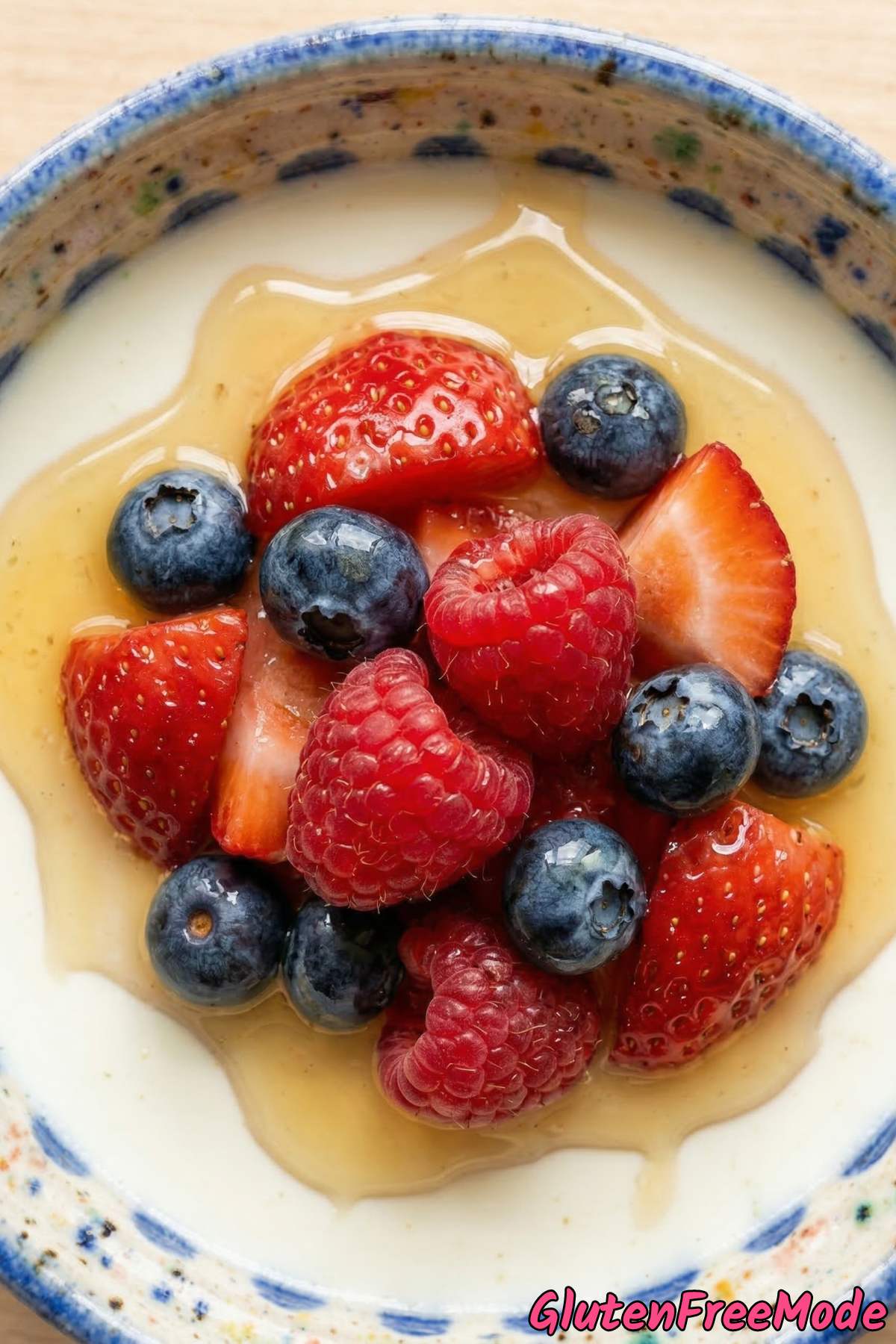 Smooth gluten free panna cotta closeup