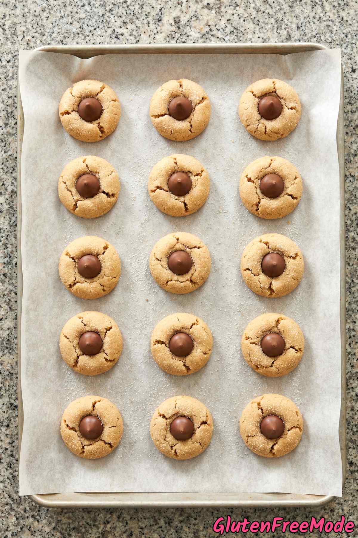 Chewy gluten free peanut butter blossoms