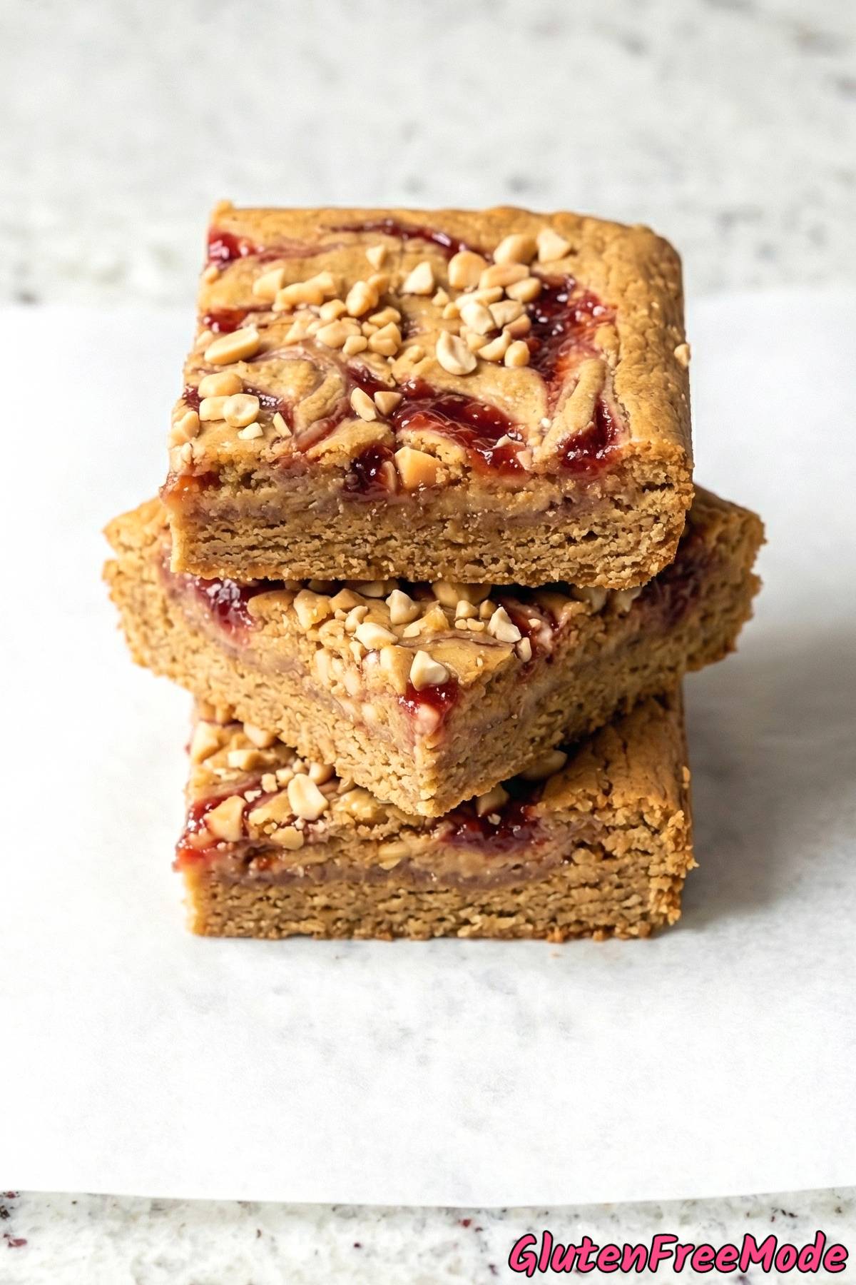 Rich gluten free peanut butter jelly blondies