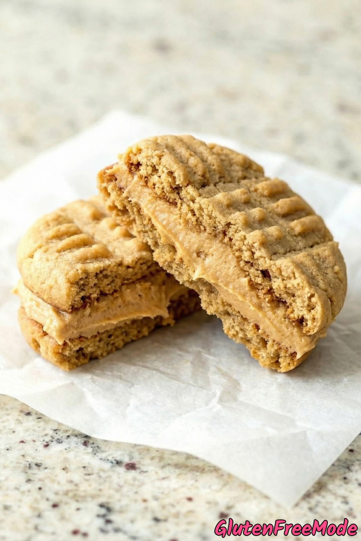 Golden peanut butter sandwich cookies plated