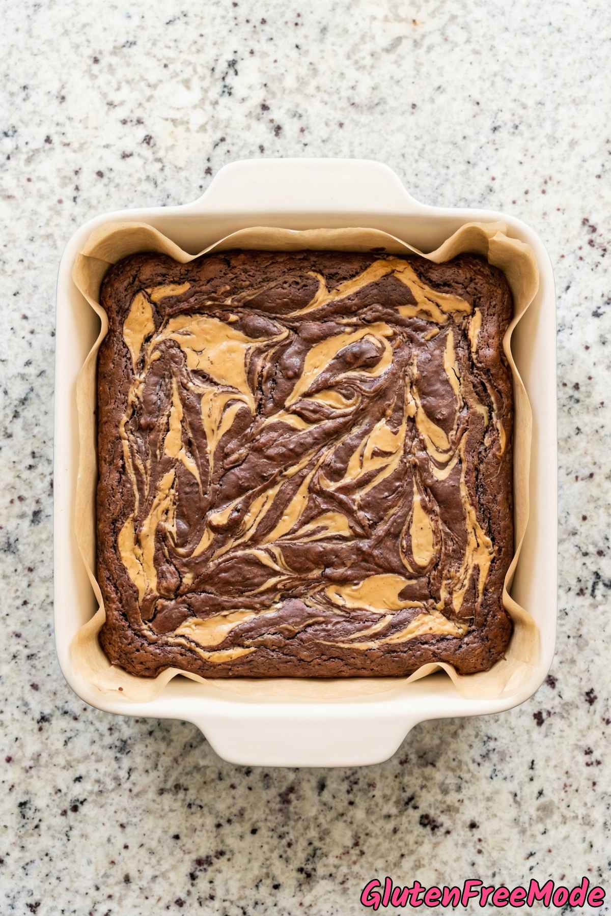 Homemade peanut butter swirl brownies gf