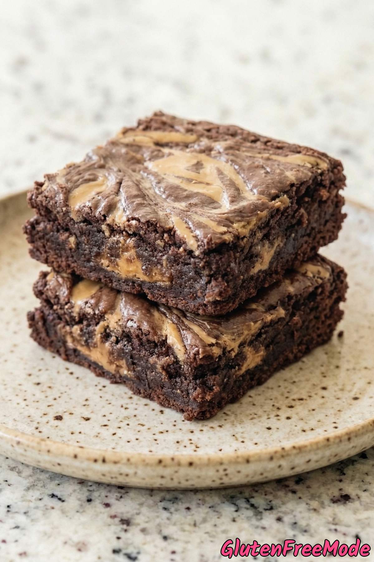 Gluten free peanut butter swirl brownies sliced