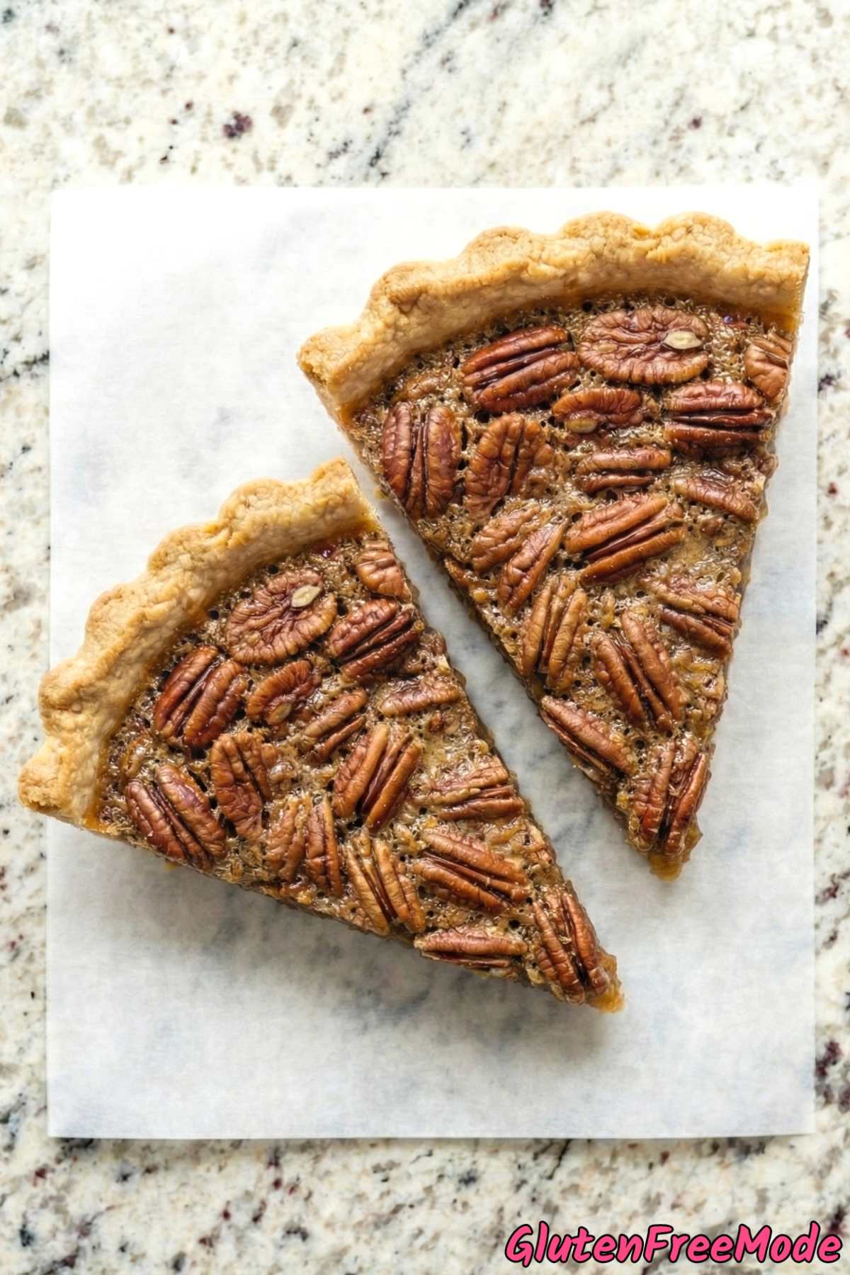 Classic gluten free pecan pie on display