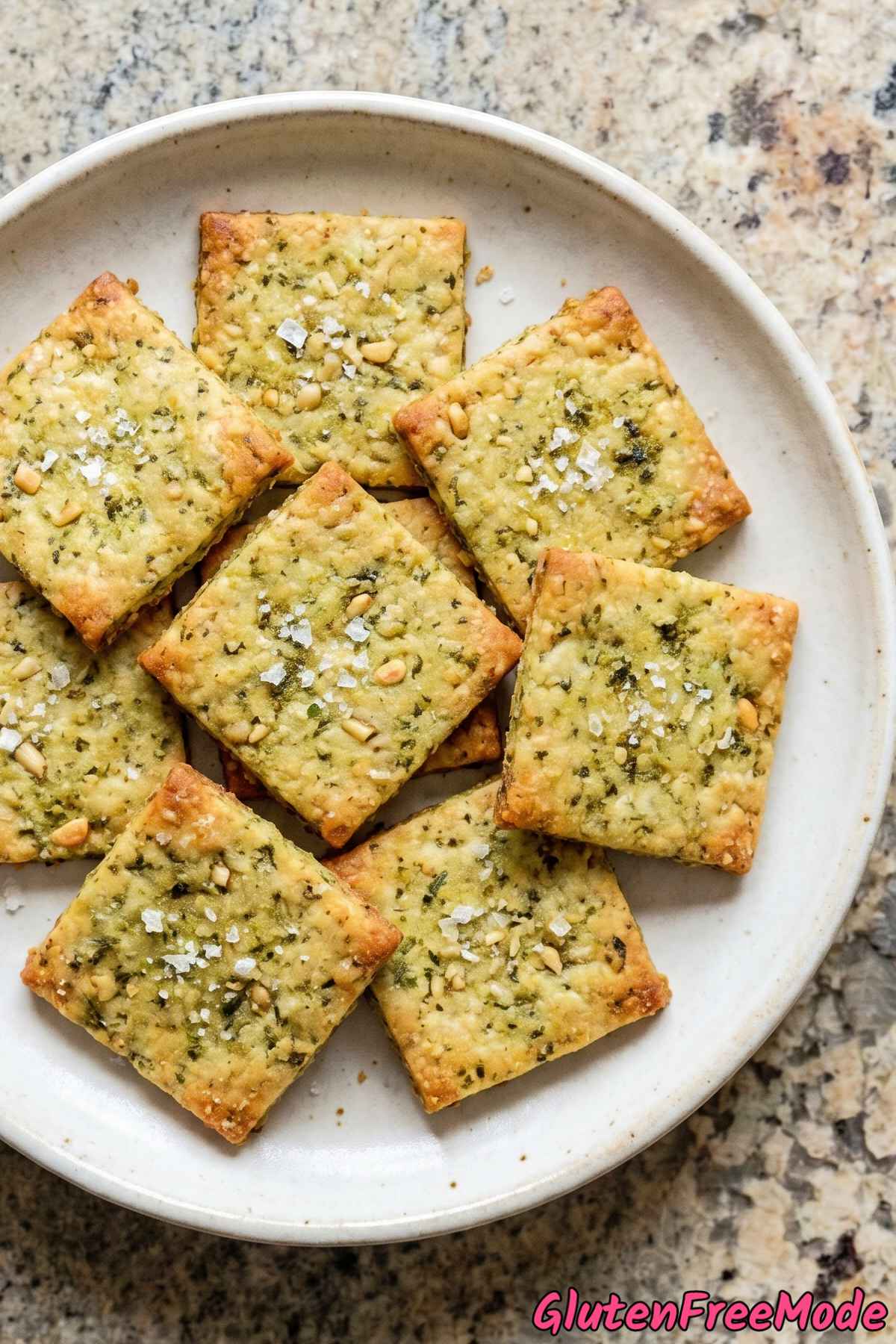 flavorful pesto parmesan gluten free crackers