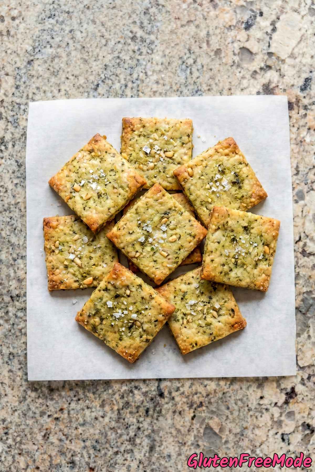 savory pesto parmesan crackers gluten free