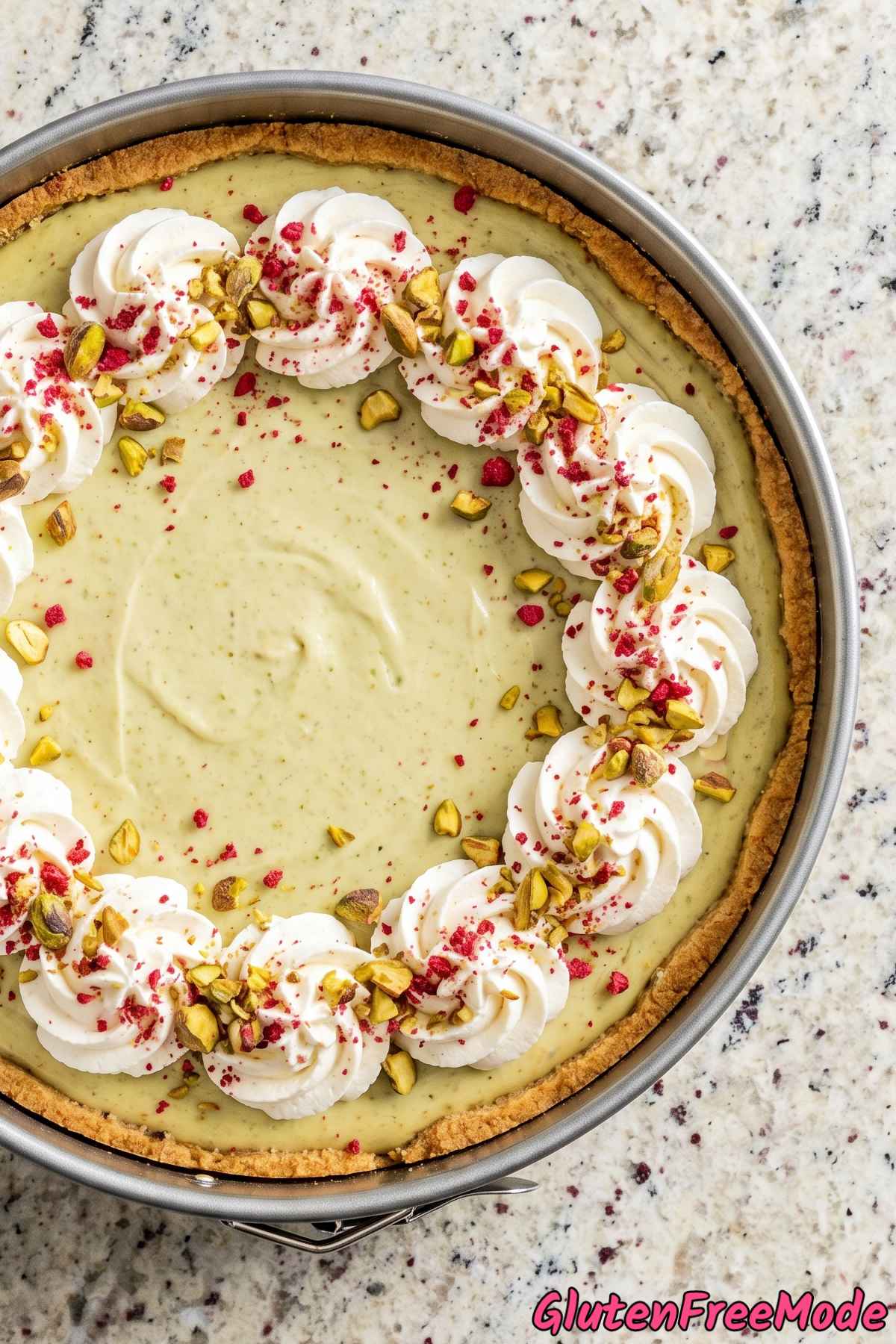 Gorgeous gluten free pistachio cheesecake