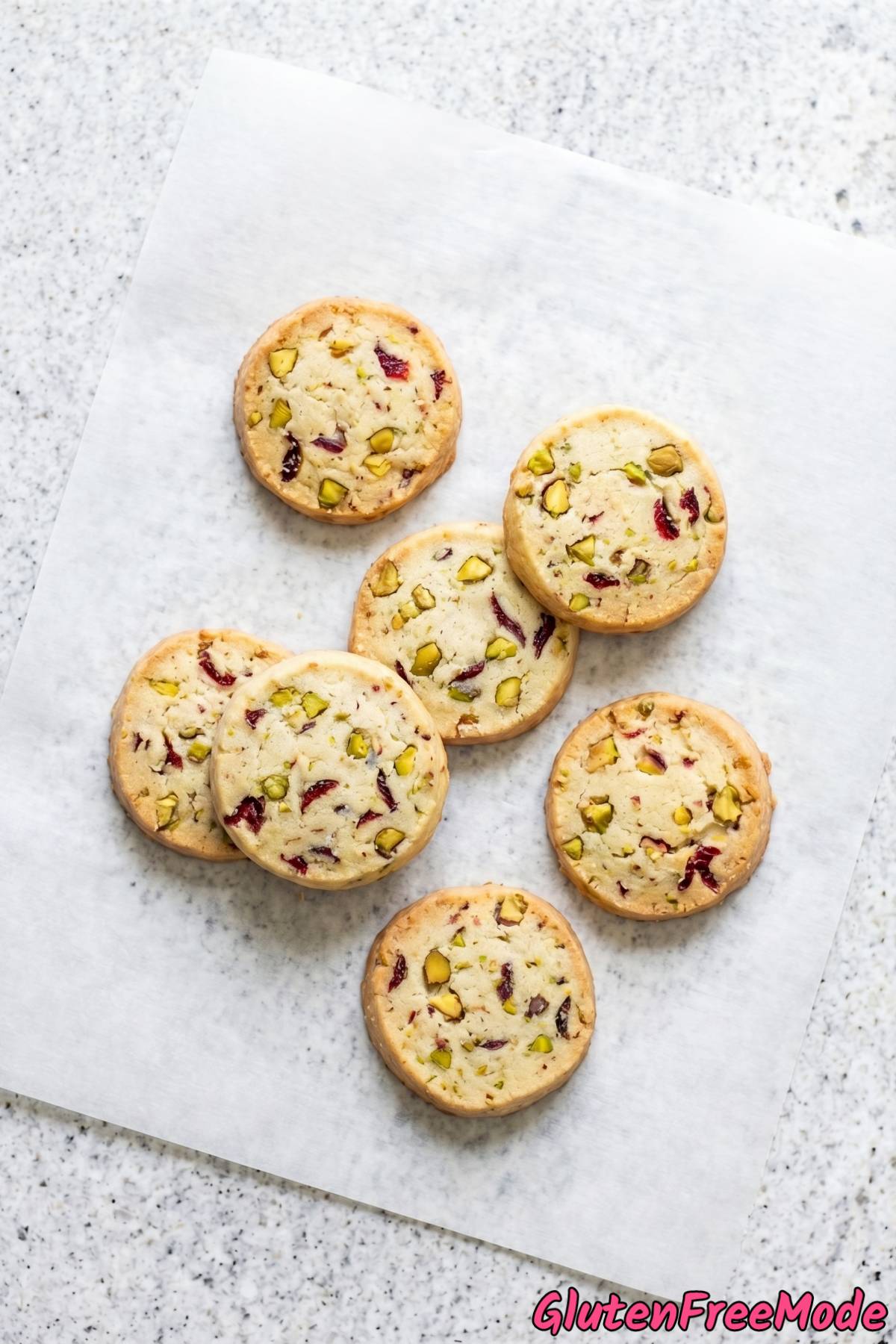 Festive gluten free pistachio cranberry cookies
