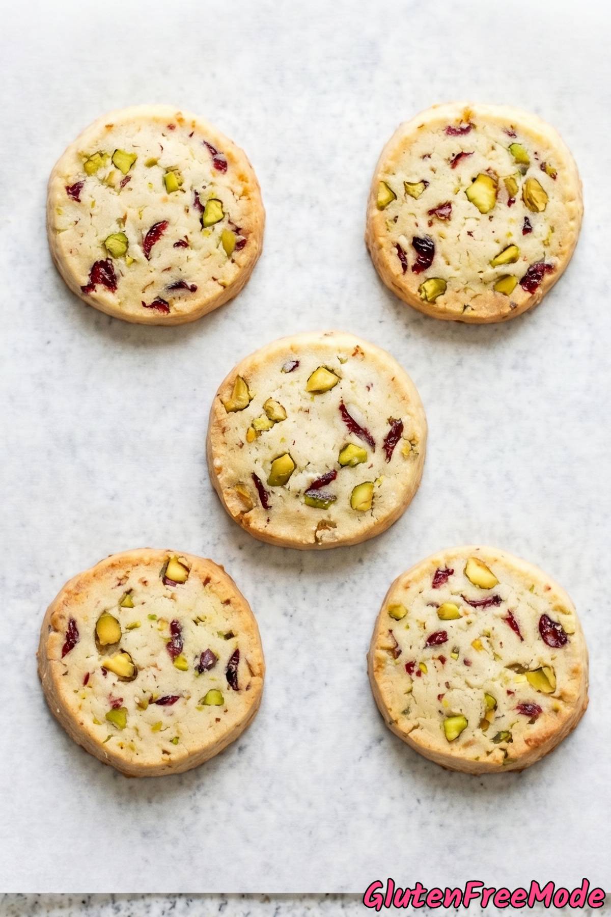 Golden pistachio cranberry shortbread GF recipe