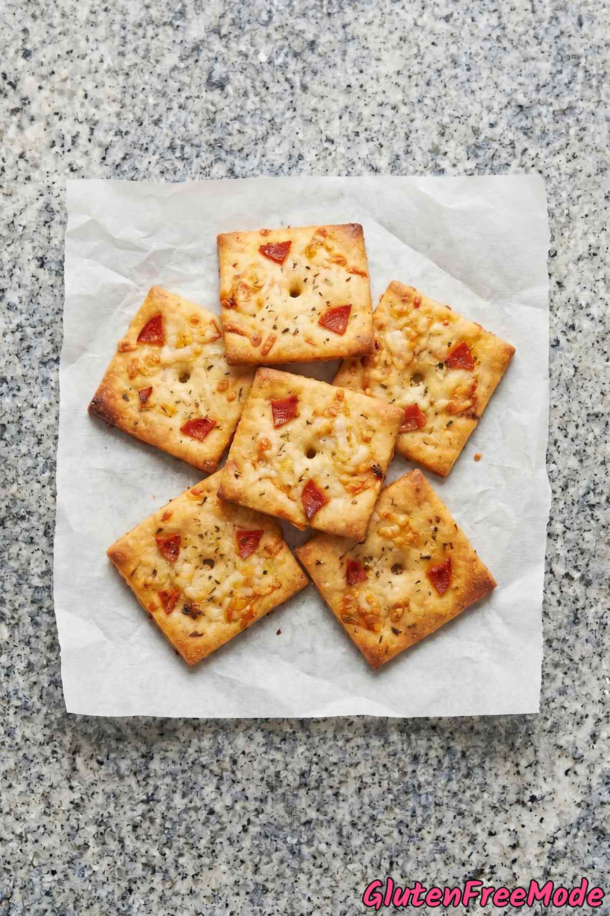 Easy gluten free pizza crackers with herbs