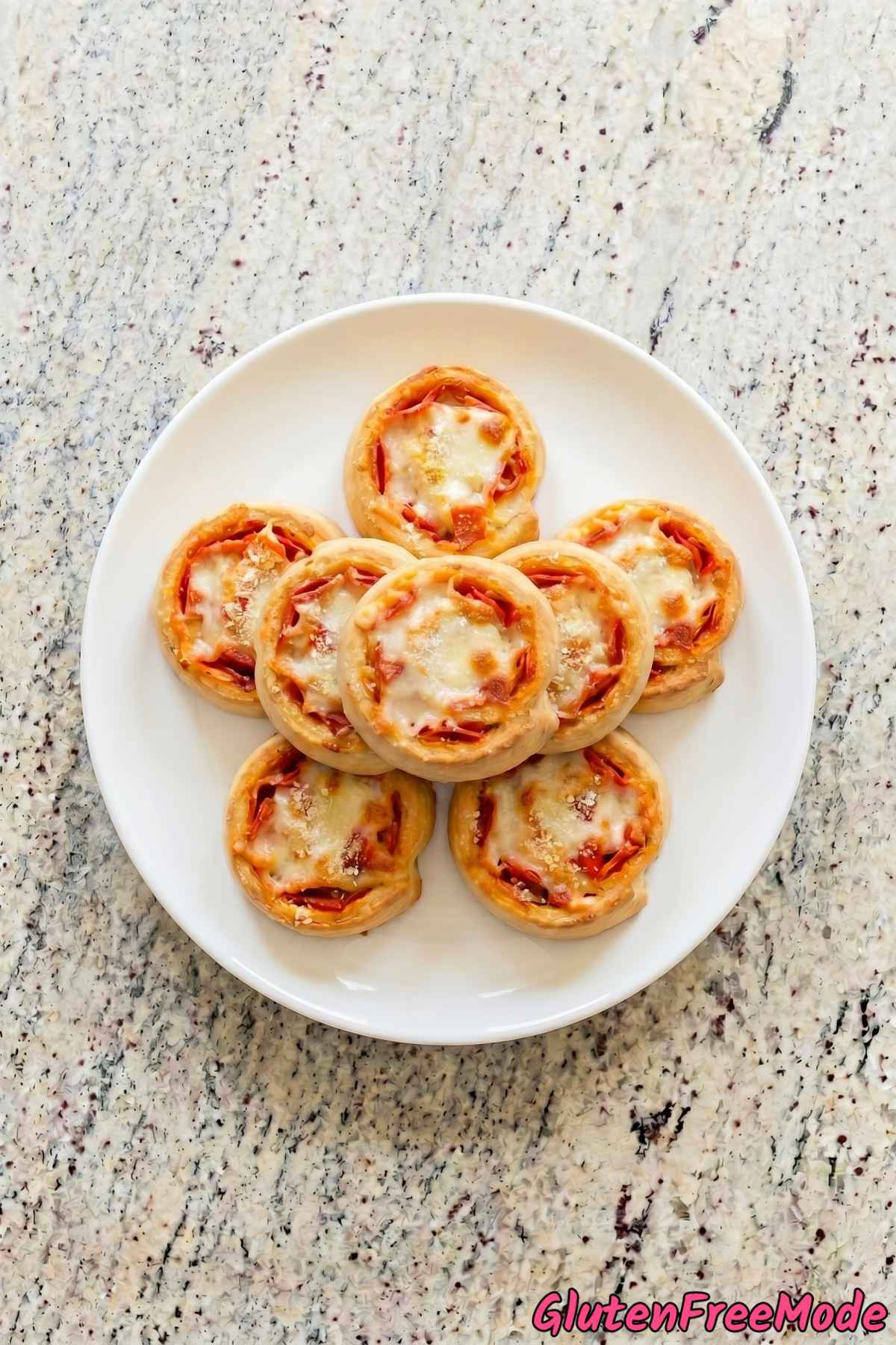 Fluffy gluten free pizza rolls fresh from oven