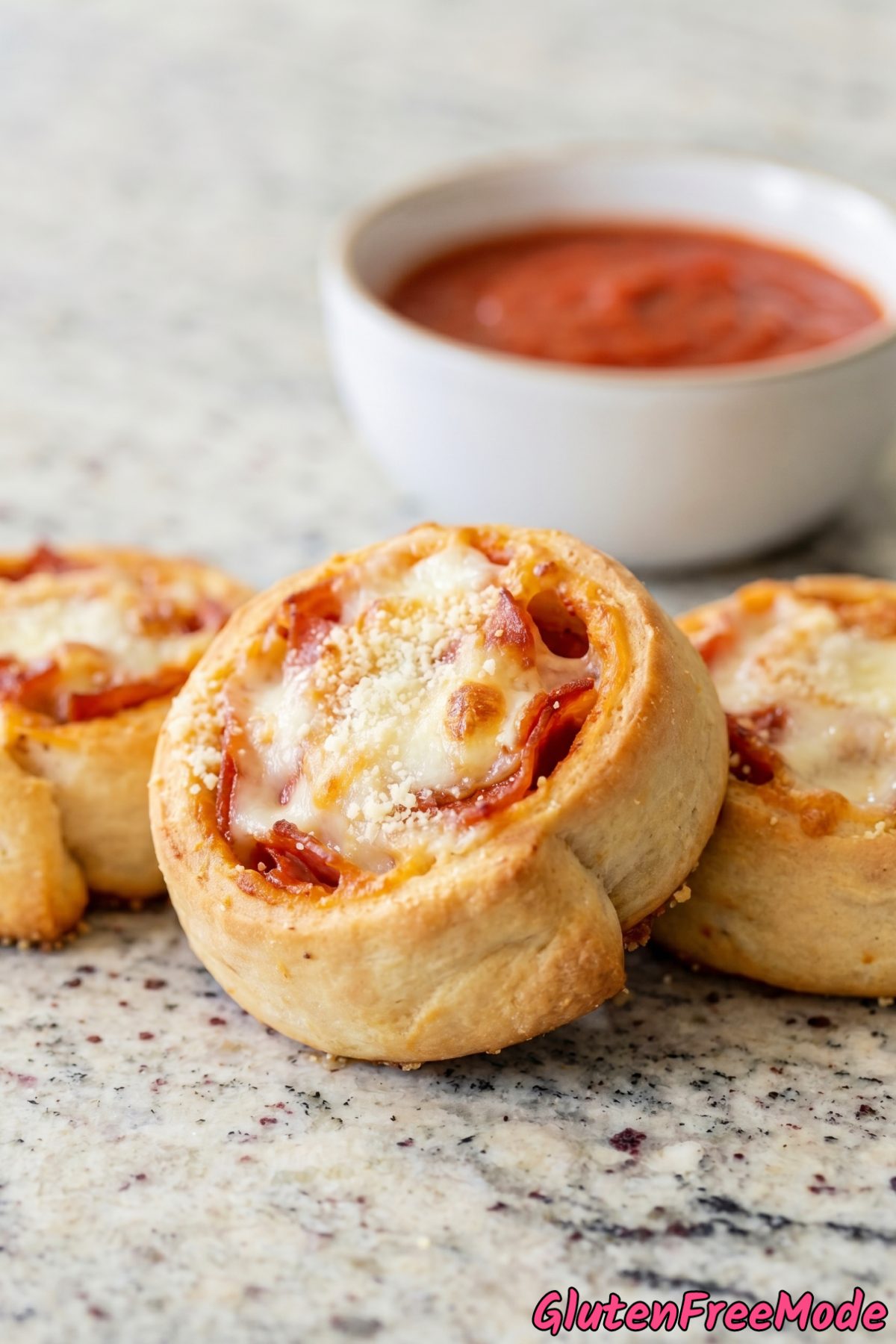 Cheesy gluten free pizza rolls perfectly baked