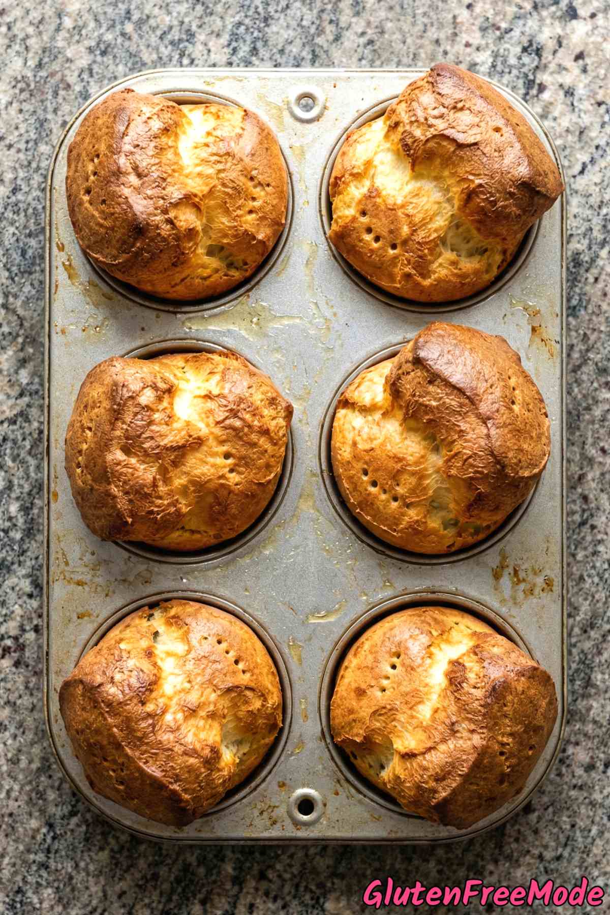 Buttery gluten free popovers close up