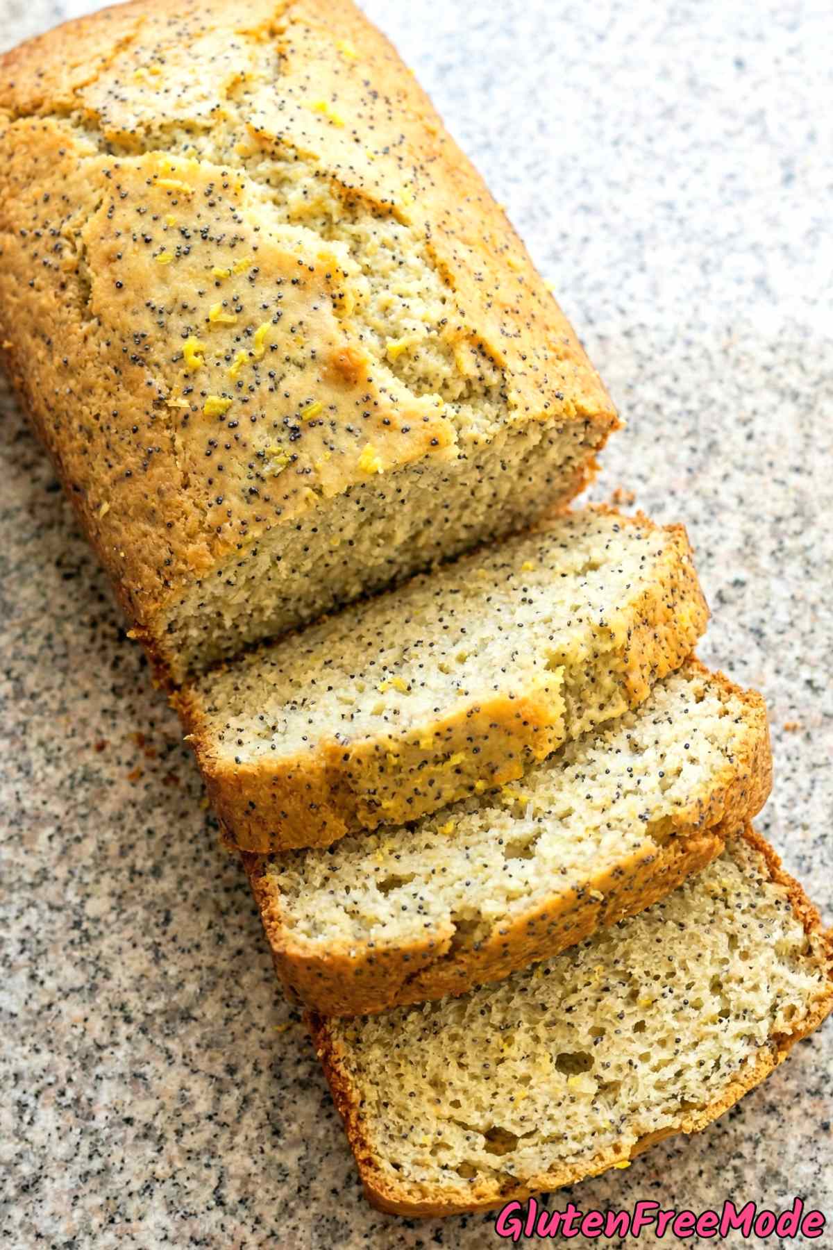 Soft gluten free poppy seed lemon loaf