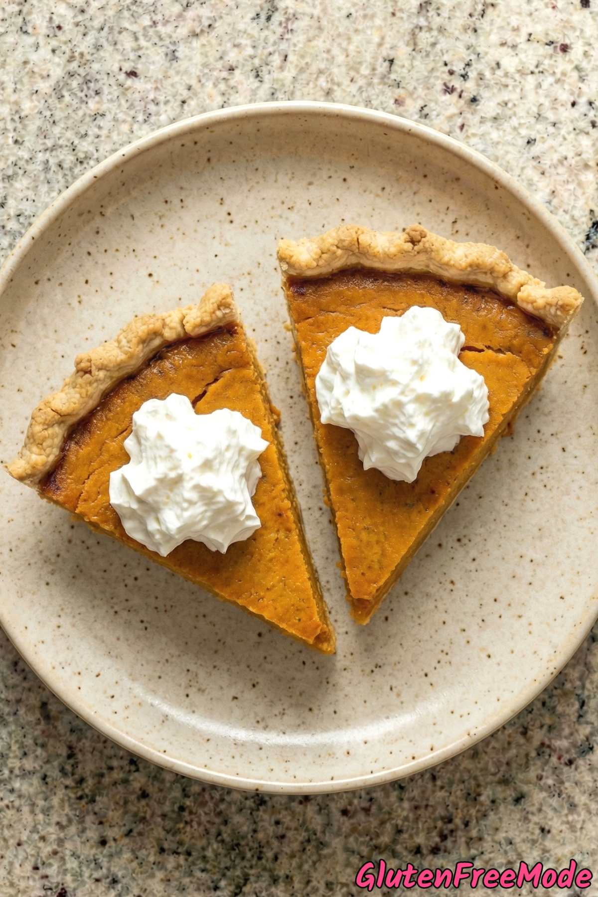 Warm gluten free pumpkin pie freshly baked
