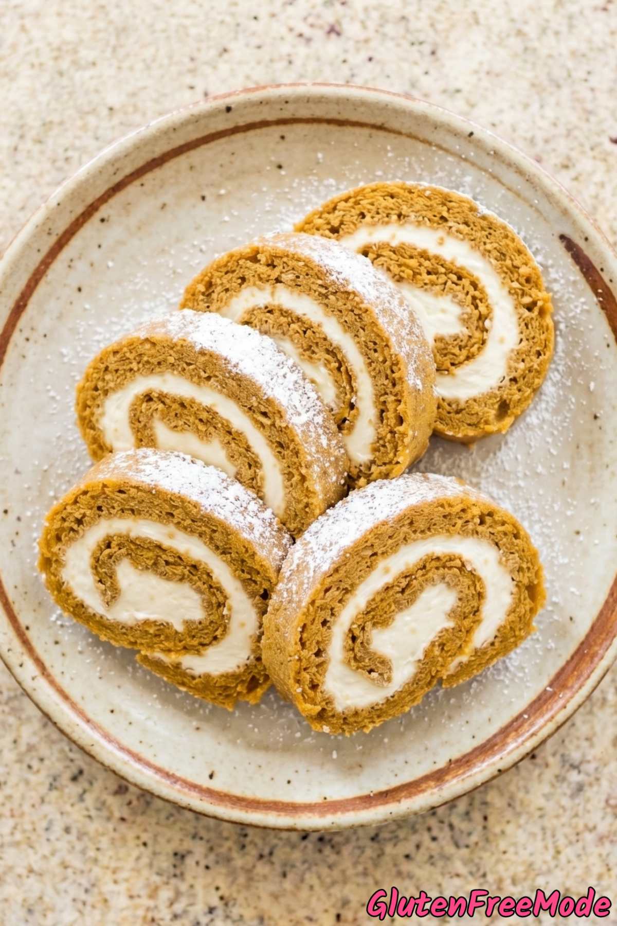 Rich gluten free pumpkin roll with cream